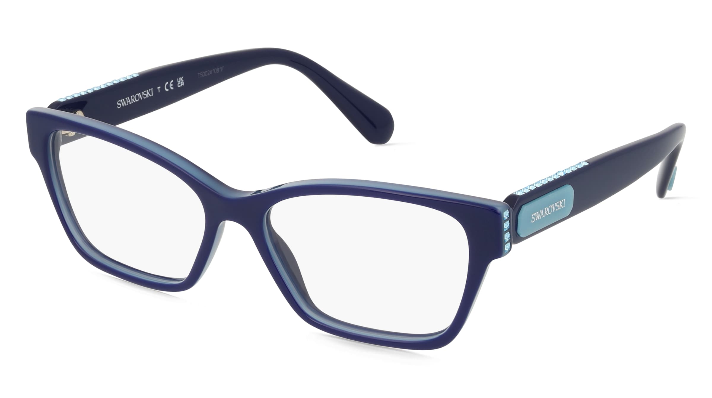 Swarovski SK2013 Damen-Brille inkl. Gläser Vollrand Quadratisch Acetat-Gestell 54/16/140, Blau