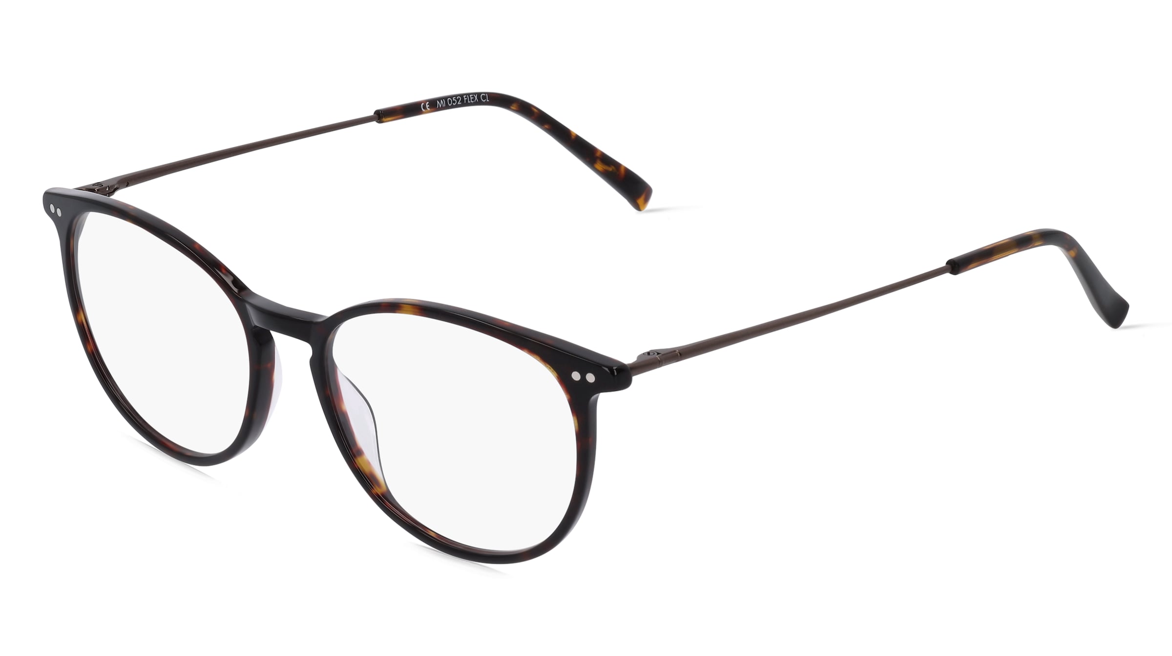 Fielmann MI 052 FLEX CL Unisex-Brille inkl. Gläser Vollrand Panto Acetat-Gestell 51/17/145, Havanna