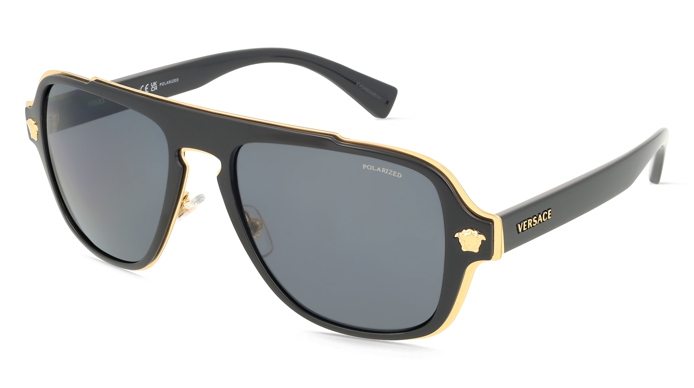 Versace VE2199 Herren-Sonnenbrille Vollrand Quadratisch Metall-Gestell, Schwarz