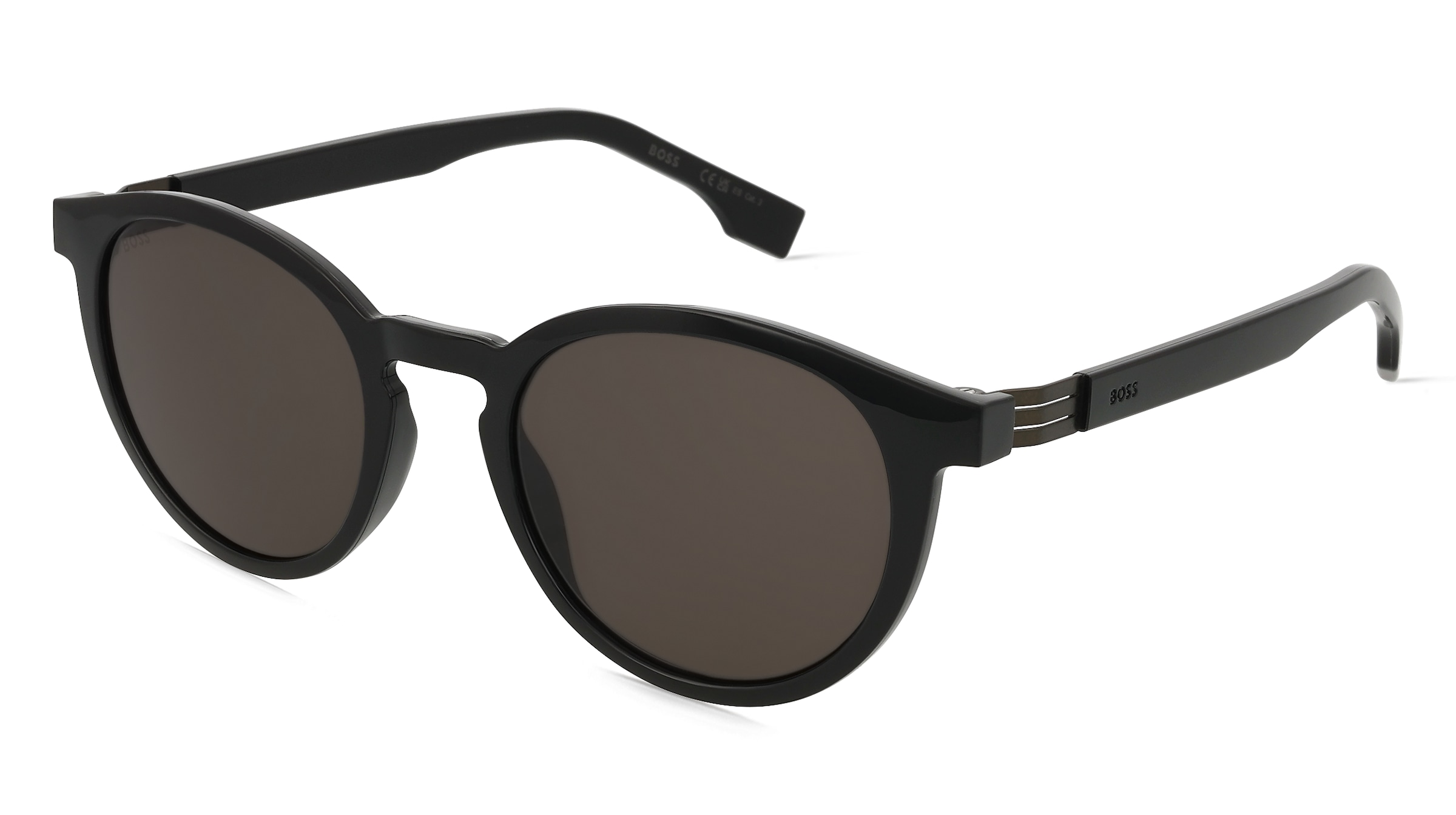 Boss 1575/S Herren-Sonnenbrille Vollrand Rund Kunststoff-Gestell, Schwarz