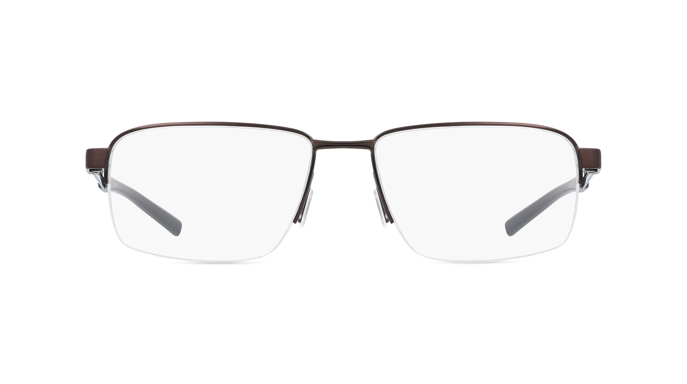 Porsche Design 8747 Unisex-Brille inkl. Gläser Halbrand Rechteckig Metall-Gestell 56mm/17mm/145mm, braun