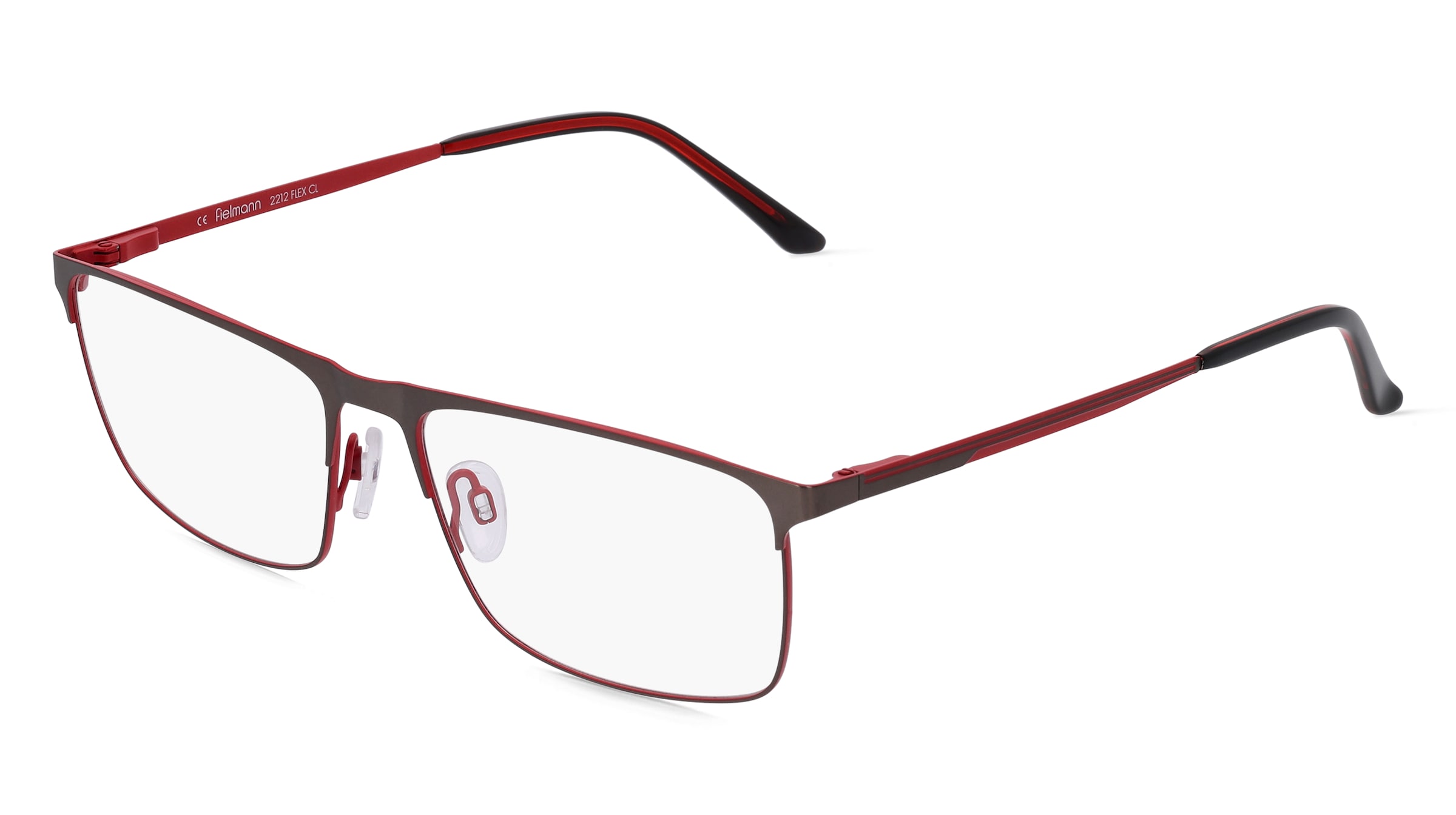 Fielmann 2212 FLEX CL Unisex-Brille inkl. Gläser Vollrand Quadratisch Metall-Gestell 60/17/150, Grau