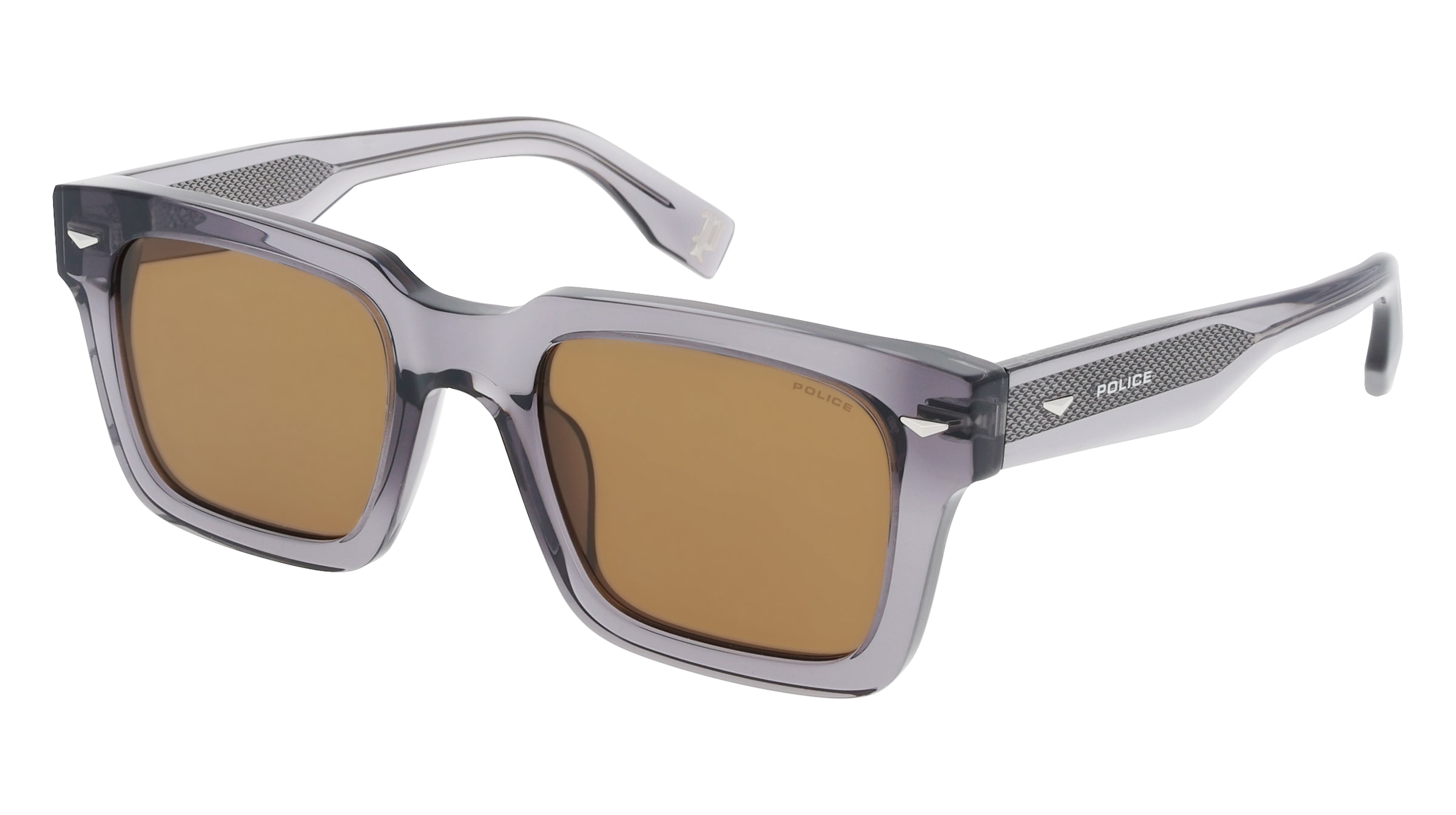 Police SPLQ88E Herren-Sonnenbrille Vollrand Quadratisch Kunststoff-Gestell, Grau