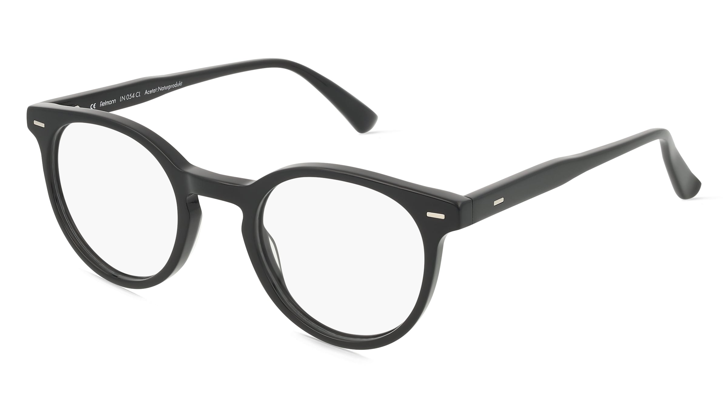 Fielmann LN 054 CL Unisex-Brille inkl. Gläser Vollrand Rund Acetat-Gestell 47/22/145, Schwarz