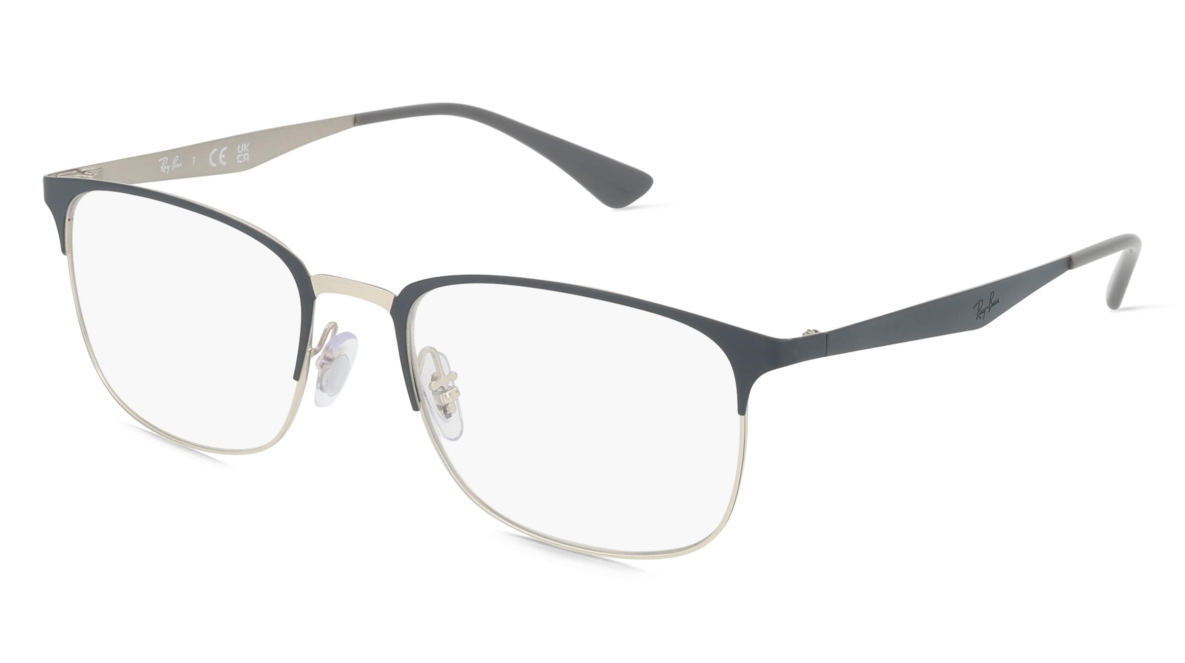 Ray-Ban RX6421 Unisex-Brille inkl. Gläser Halbrand Quadratisch Metall-Gestell 52/18/140, Grau