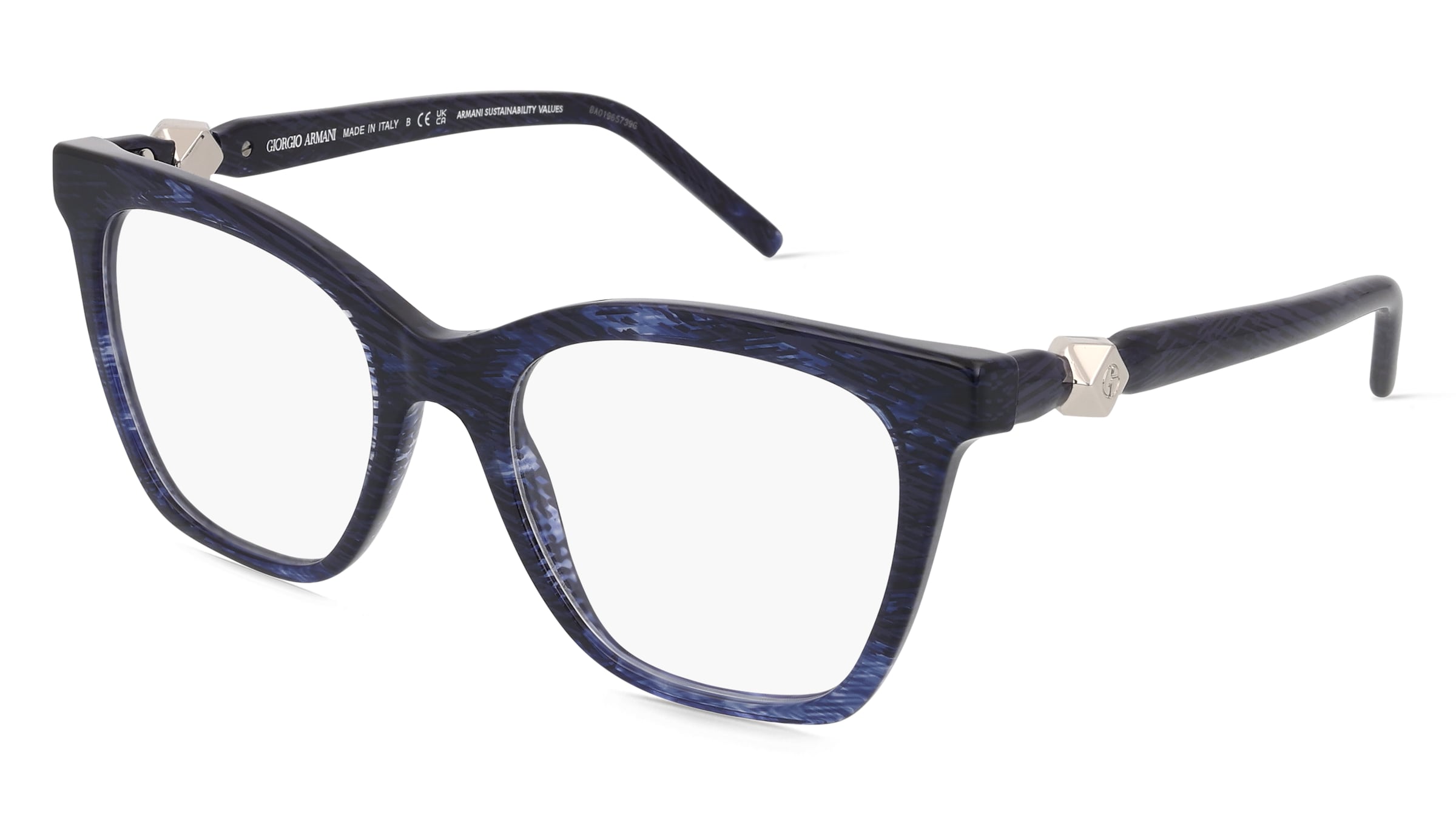 Giorgio Armani 0AR7238 Damen-Brille inkl. Gläser Vollrand Cat Eye Acetat-Gestell 52/19/140, Blau