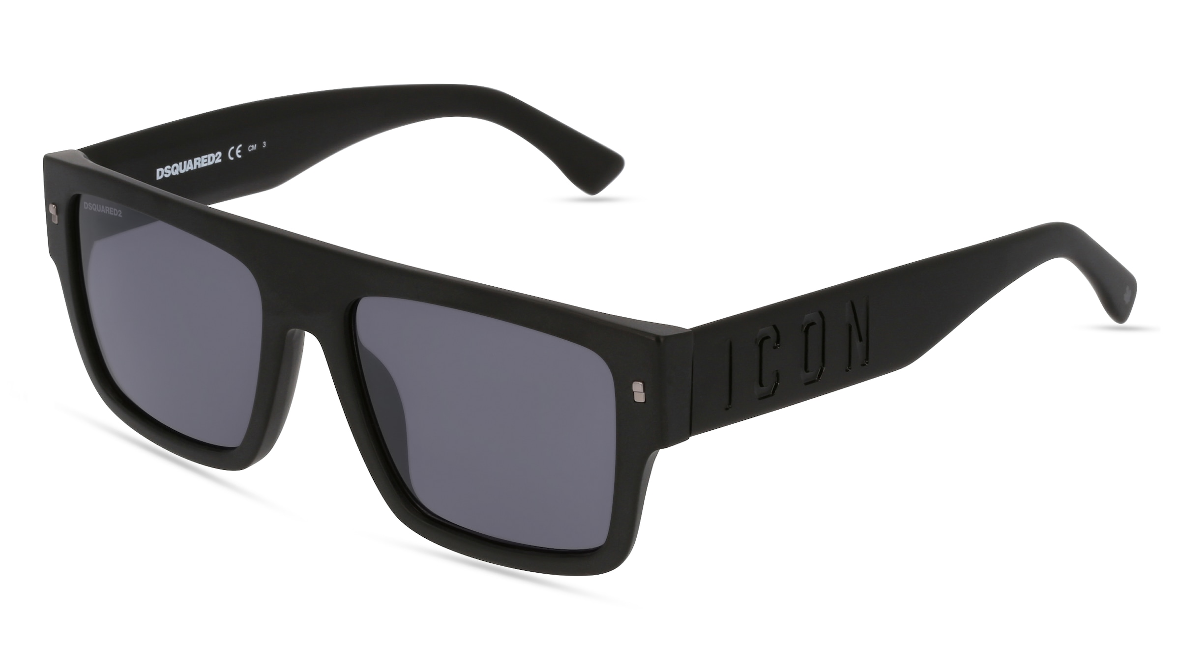 Safilo Dsquared2 ICON 0003/S Herren-Sonnenbrille Vollrand Eckig Acetat-Gestell, Schwarz