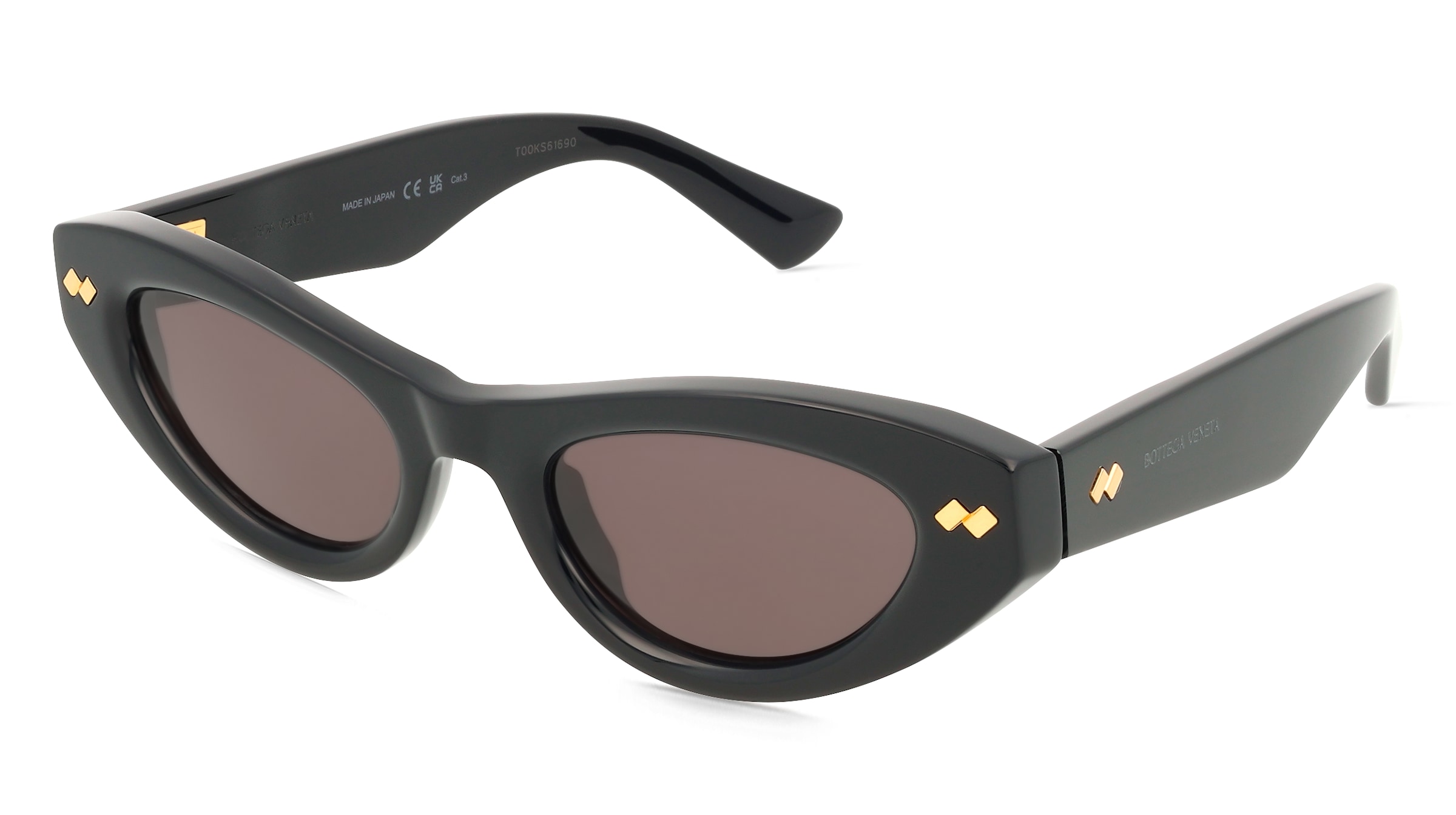 Bottega Veneta BV1350S Damen-Sonnenbrille Vollrand Cat Eye Acetat-Gestell, Schwarz
