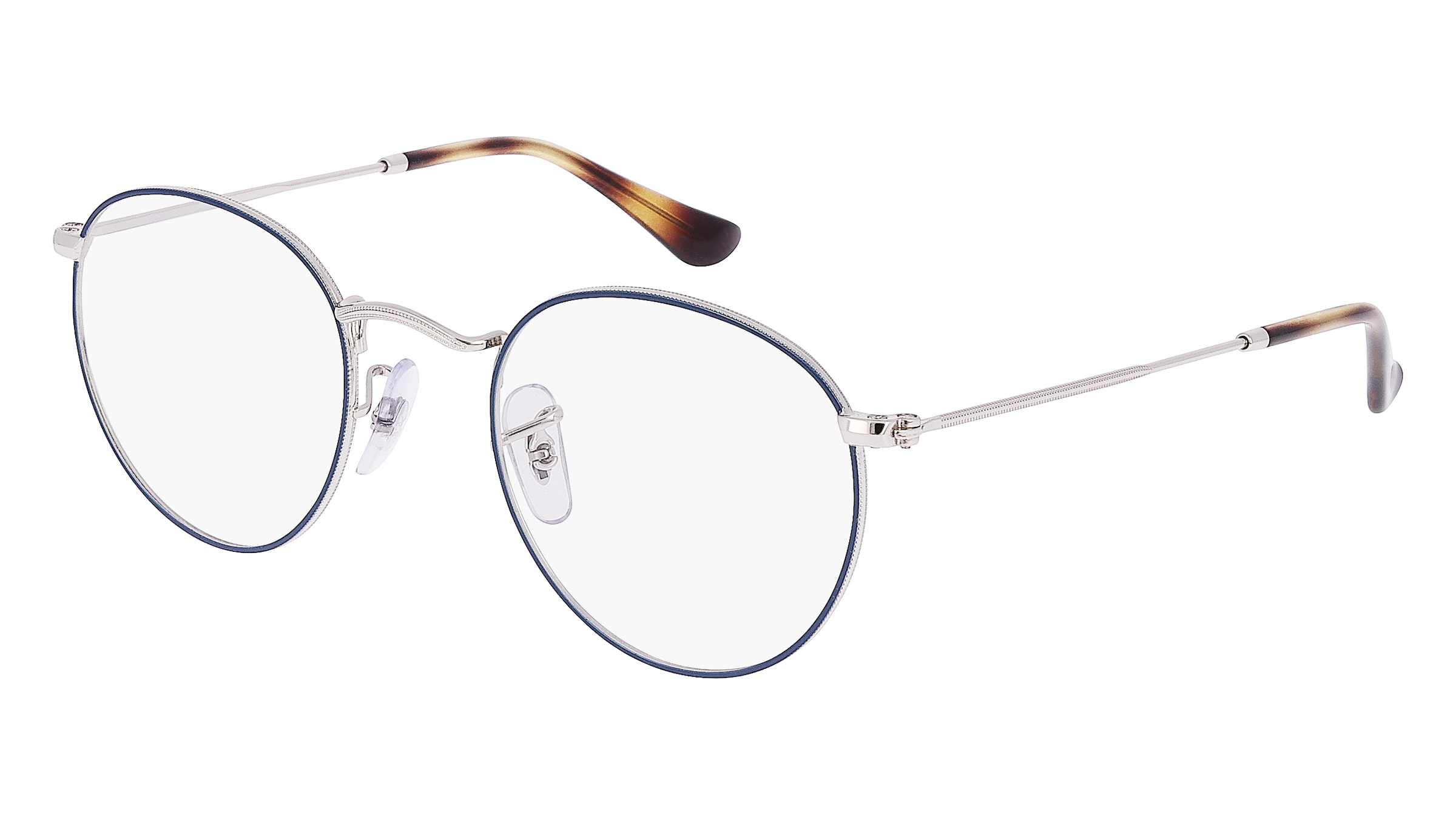 Ray-Ban RX3447V Unisex-Brille inkl. Gläser Vollrand Rund Metall-Gestell 47/21/140, Blau