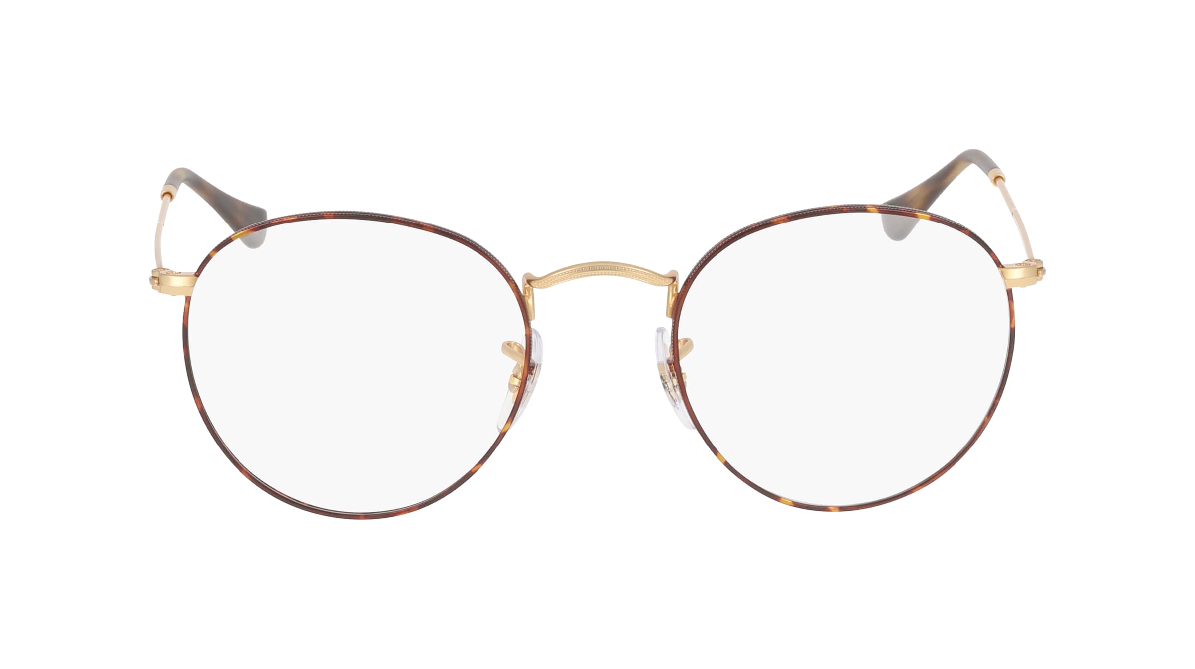 Ray-Ban RX3447V Unisex-Brille inkl. Gläser Vollrand Rund Metall-Gestell 50mm/21mm/145mm, Havanna