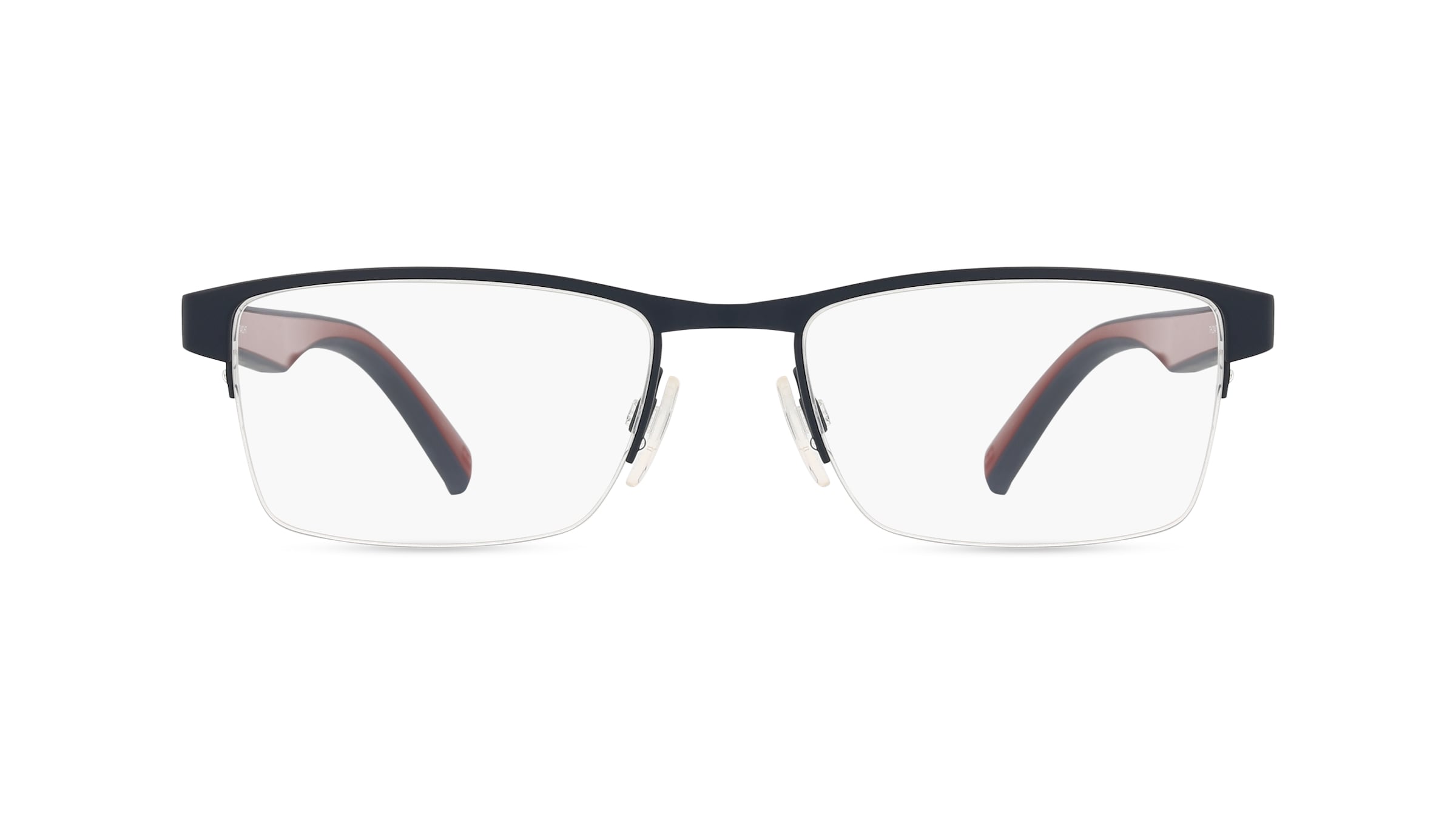 Tommy Hilfiger Eyewear TH 2047 Herren-Brille inkl. Gläser Halbrand Eckig Edelstahl-Gestell 53/18/145, blau