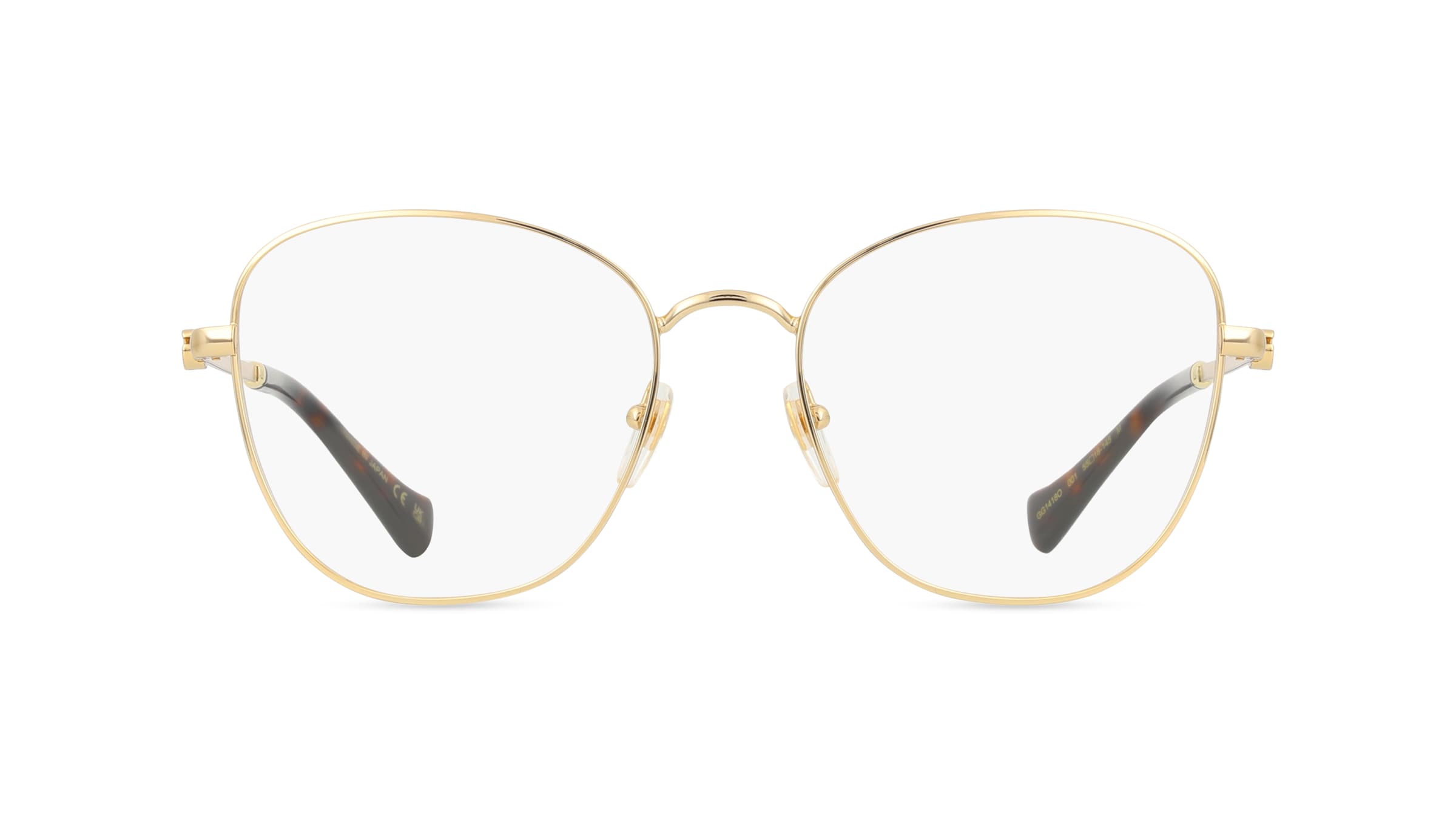 Gucci GG1418O Damen-Brille inkl. Gläser Vollrand Butterfly Metall-Gestell 55mm/18mm/145mm, gold