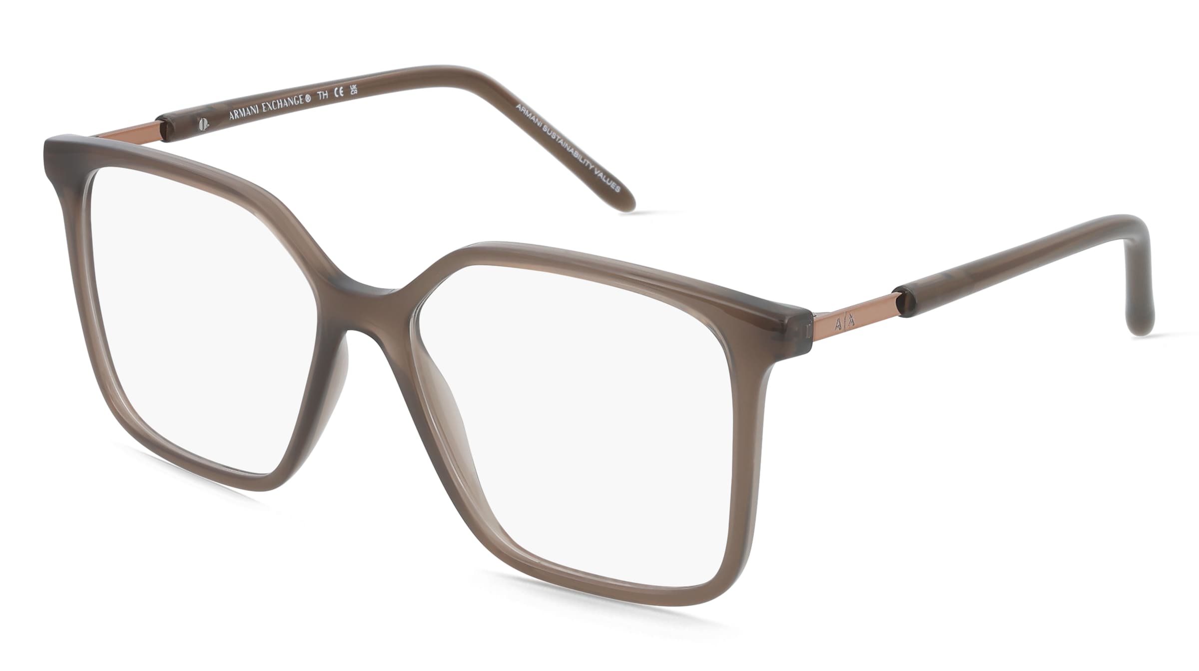 Emporio Armani 0AX3132 Damen-Brille inkl. Gläser Vollrand Geometrisch Kunststoff-Gestell 53/15/140, Braun