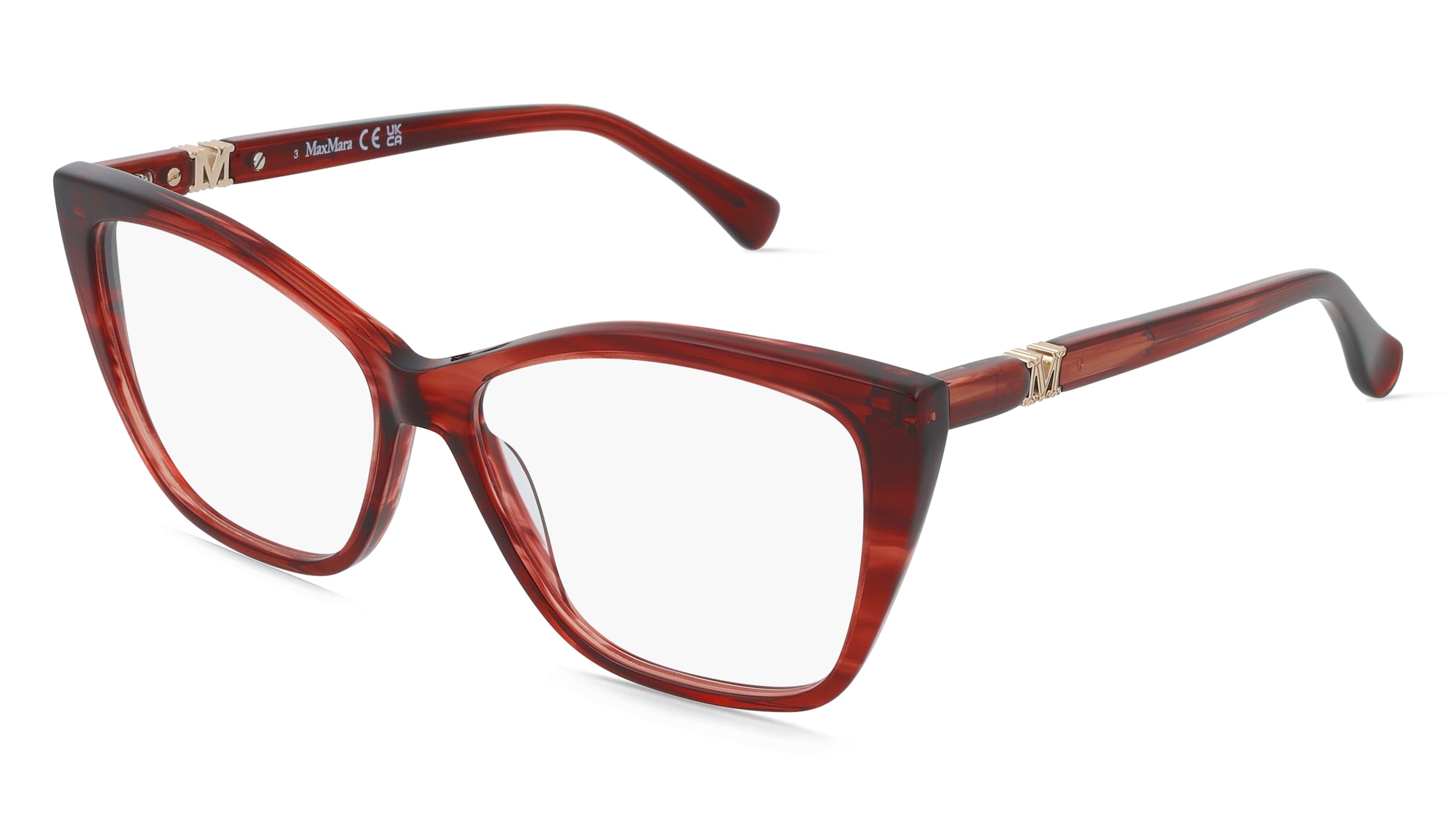Max Mara MM5036 Damen-Brille inkl. Gläser Vollrand Cat Eye Acetat-Gestell 54/14/140, Rot