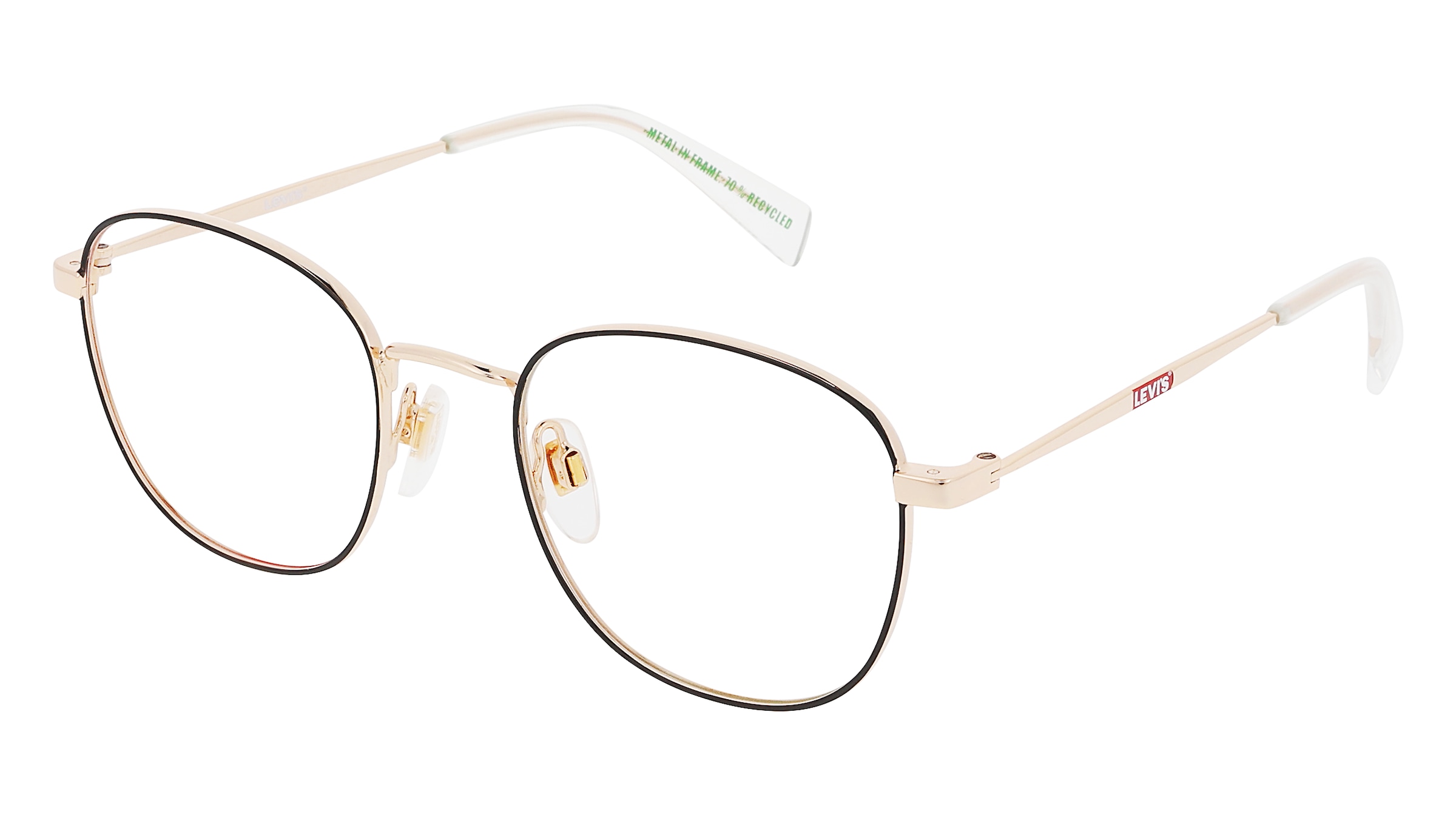 Levi’s LV 1091 Unisex-Brille inkl. Gläser Vollrand Eckig Edelstahl-Gestell 49/20/140, Schwarz