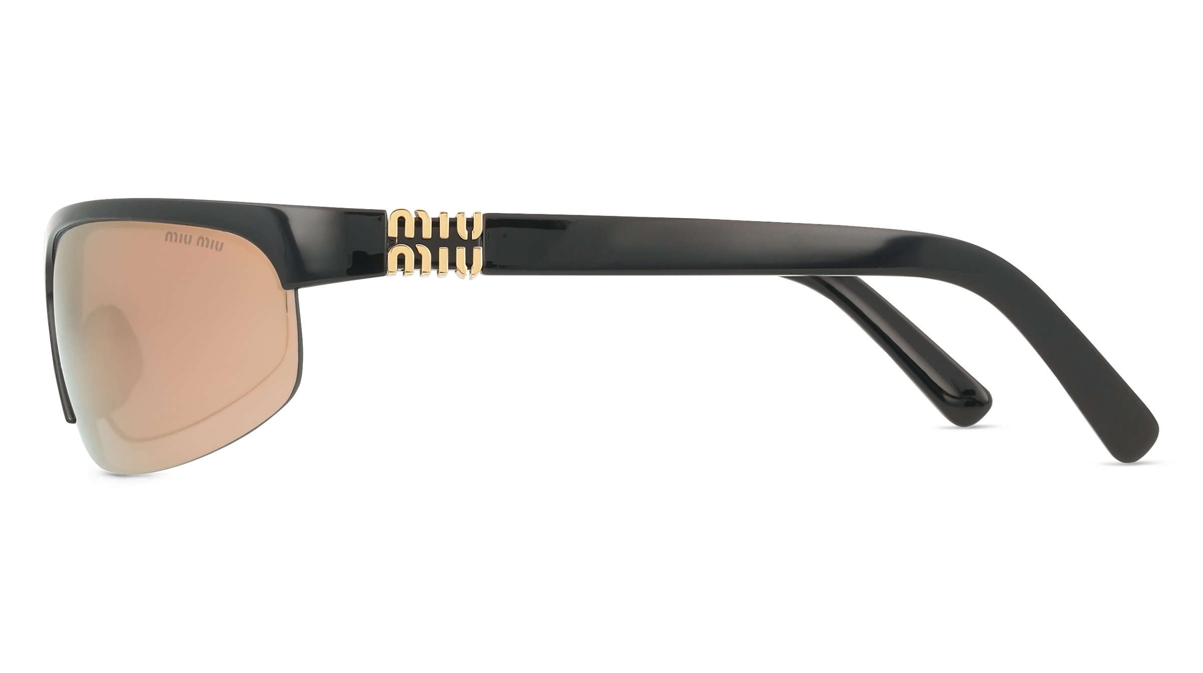 Thumbnail - Miu Miu MUA02S Damen-Sonnenbrille Halbrand Oval Kunststoff-Gestell, schwarz