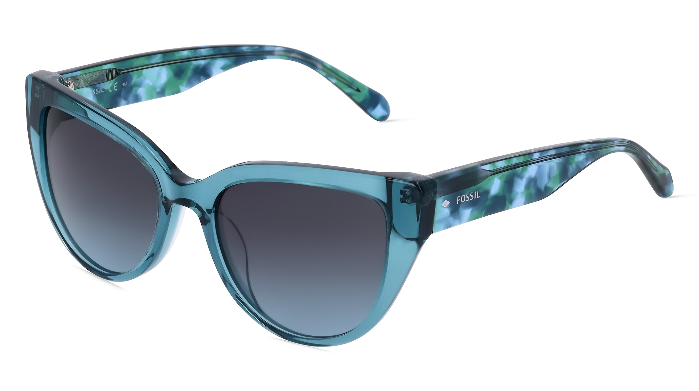 Safilo Fossil 2125/S Damen-Sonnenbrille Vollrand Butterfly Acetat-Gestell, transparent