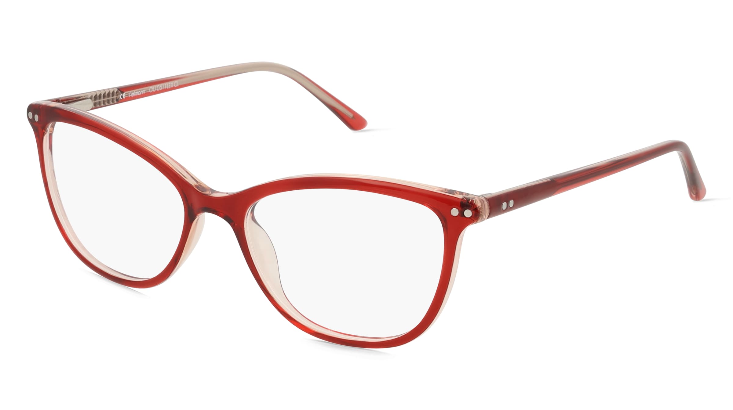 Fielmann OU 051 FLEX CL Damen-Brille inkl. Gläser Vollrand Butterfly Acetat-Gestell 52/17/140, Rot