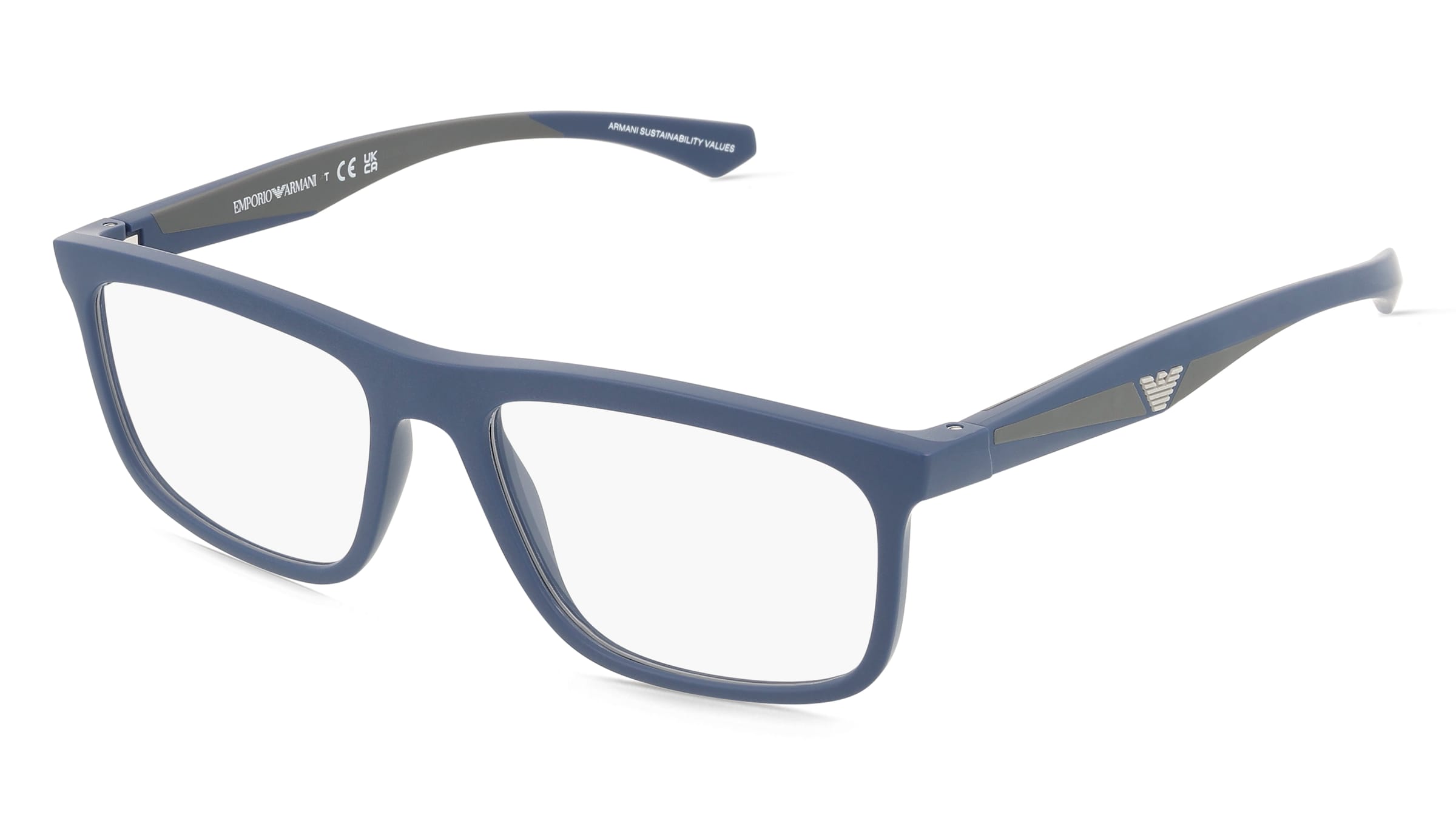 Emporio Armani EA3246 Herren-Brille inkl. Gläser Vollrand Quadratisch Kunststoff-Gestell 55/17/145, Blau