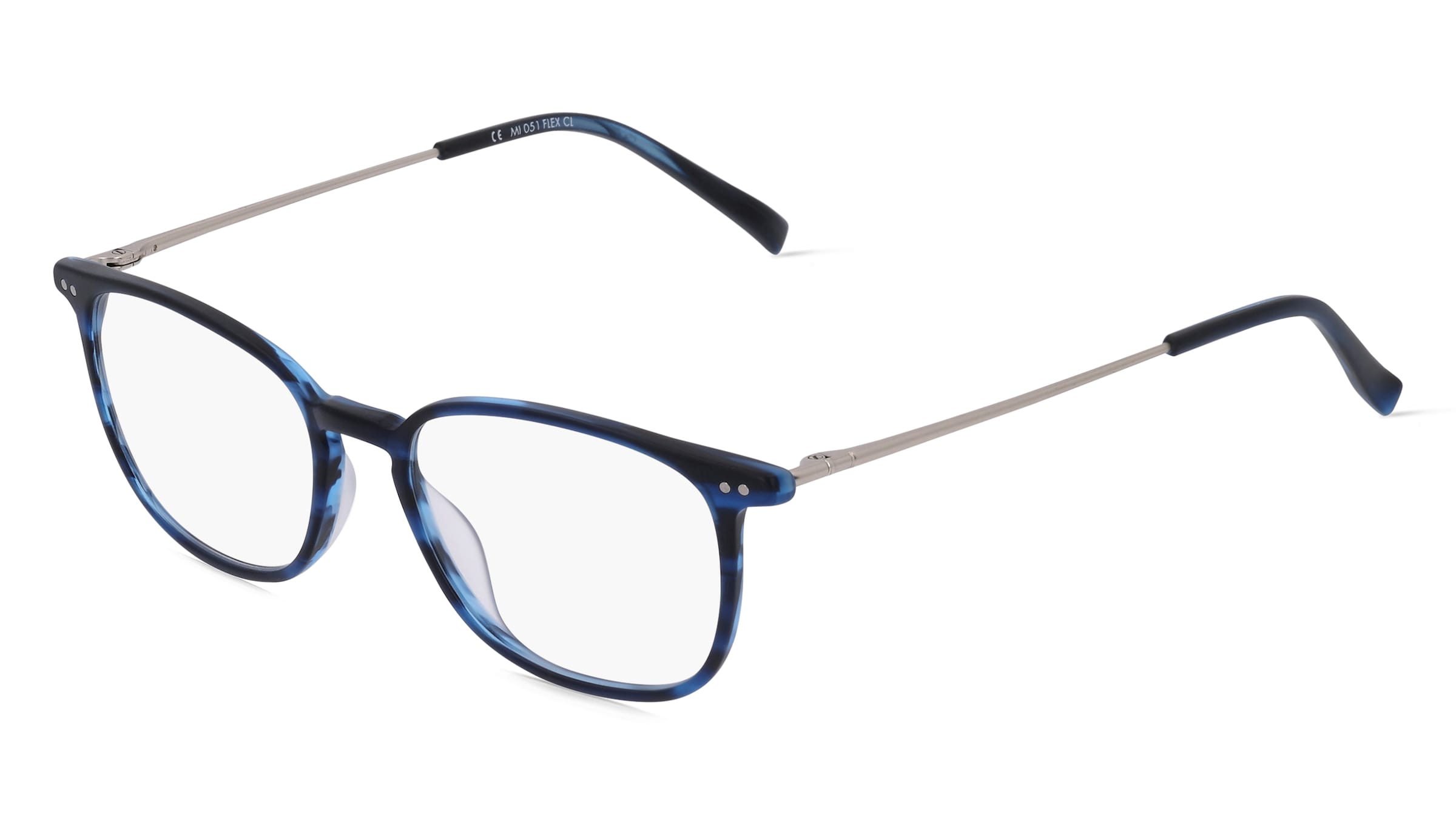 Fielmann MI 051 FLEX CL Unisex-Brille inkl. Gläser Vollrand Quadratisch Acetat-Gestell 48/17/140, Blau