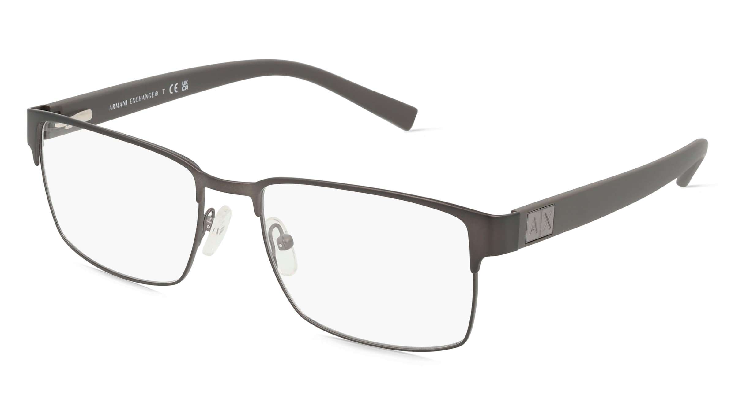 Armani Exchange AX1019 Herren-Brille inkl. Gläser Vollrand Quadratisch Metall-Gestell 54/17/140, Grau
