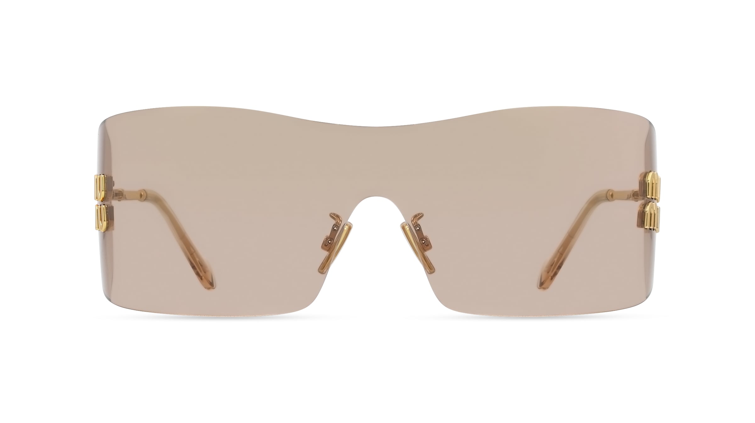 Miu Miu MU B53S Damen-Sonnenbrille Randlos Eckig Metall-Gestell, Gold