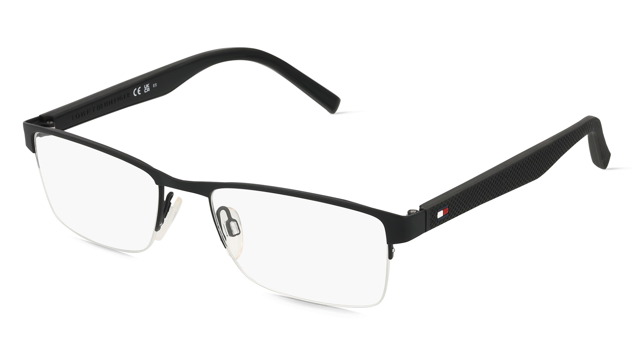 Tommy Hilfiger Eyewear TH 2047 Herren-Brille inkl. Gläser Halbrand Quadratisch Edelstahl-Gestell 53/18/145, Schwarz