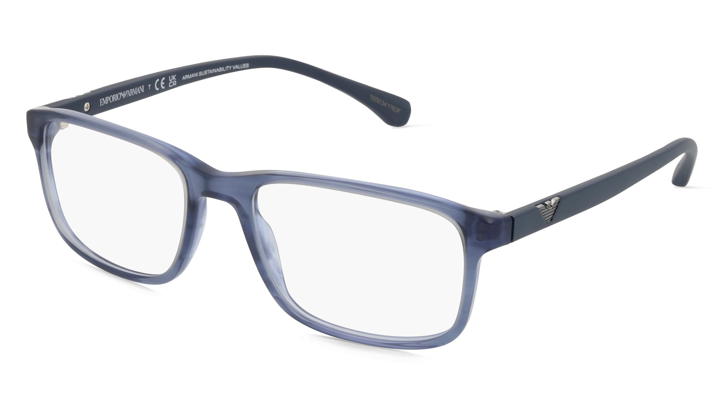 Emporio Armani EA3098 Herren-Brille inkl. Gläser Vollrand Quadratisch Acetat-Gestell 53/18/140, Blau
