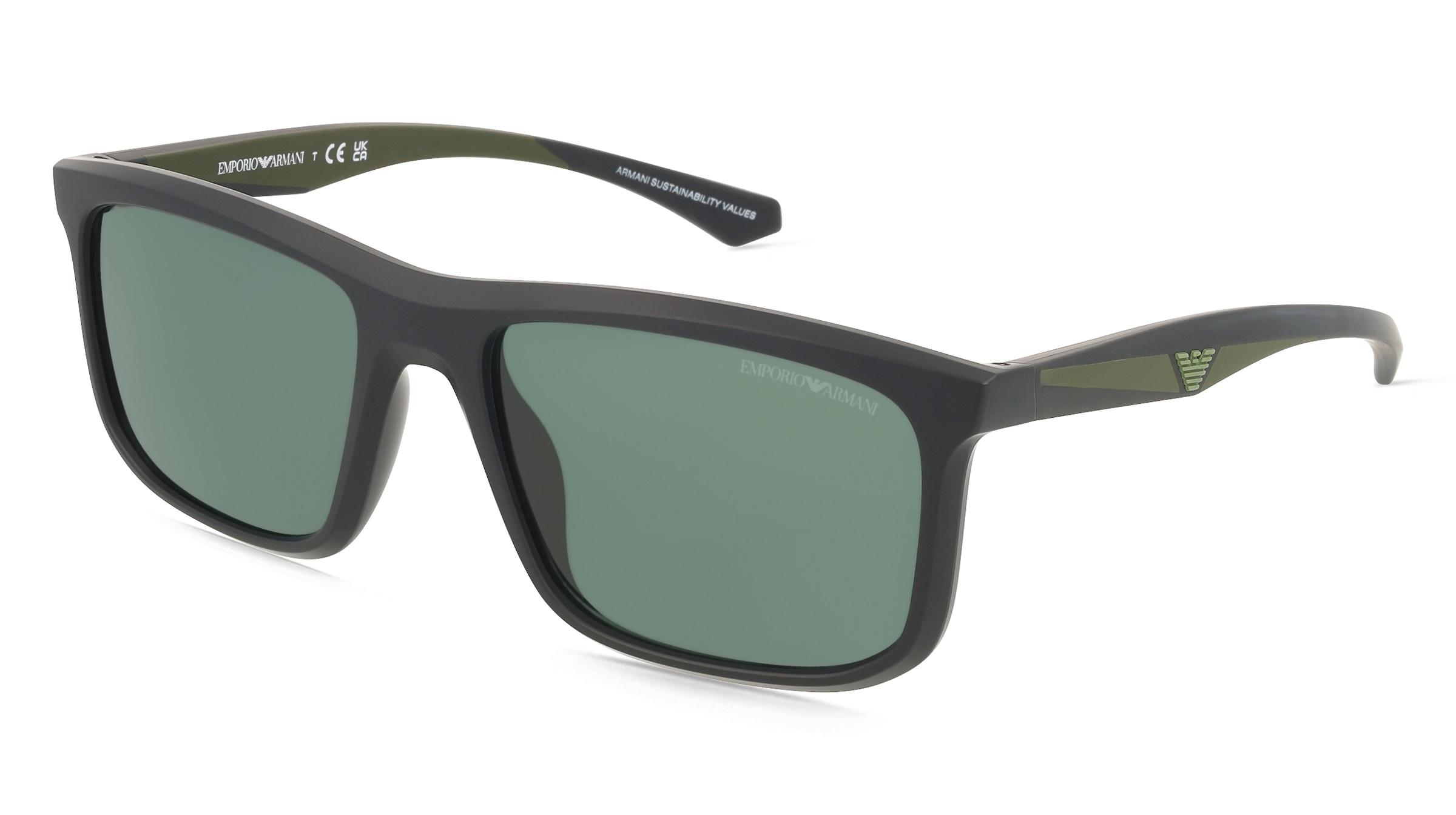 Emporio Armani EA4234U Herren-Sonnenbrille Vollrand Quadratisch Kunststoff-Gestell, Schwarz