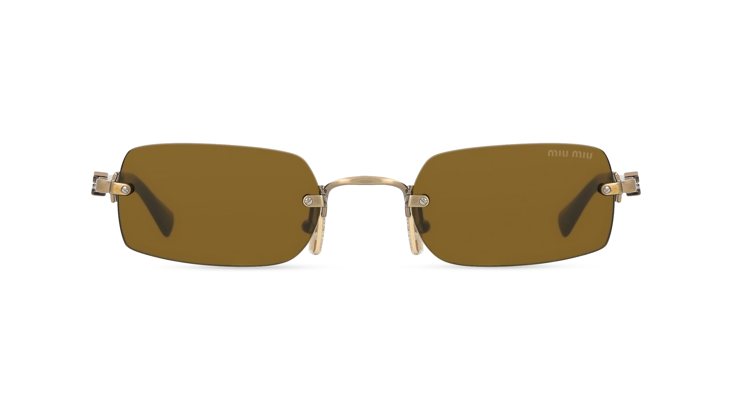 Miu Miu 0MU B50S Damen-Sonnenbrille Randlos Eckig Metall-Gestell, gold