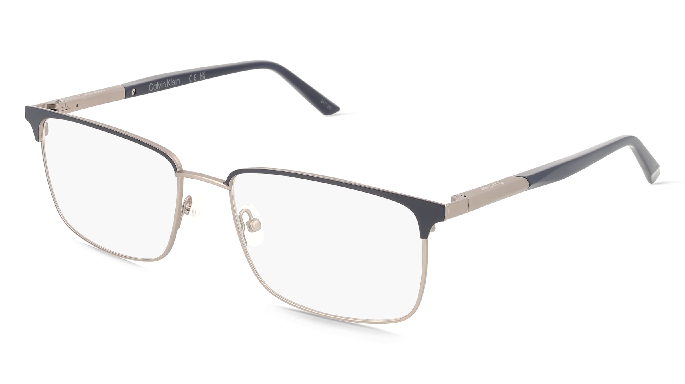 Calvin Klein CK25106 Herren-Brille inkl. Gläser Vollrand Eckig Metall-Gestell 59/18/150, Blau