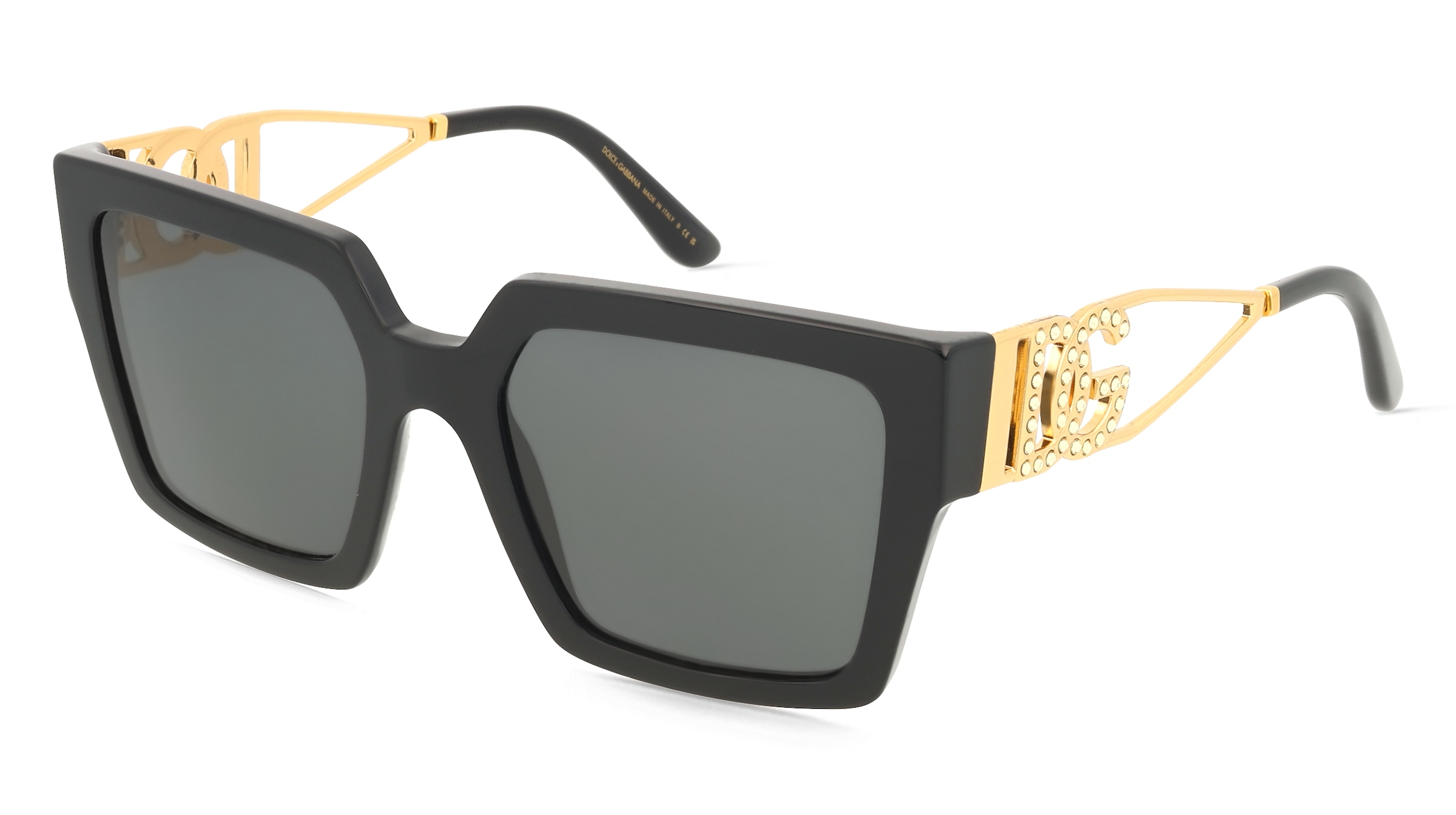 Dolce&amp;Gabbana DG4446B Damen-Sonnenbrille Vollrand Quadratisch Acetat-Gestell, Schwarz