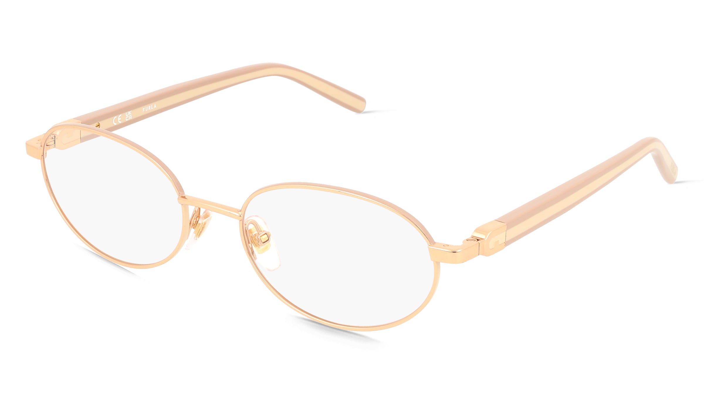 Furla VFU998 Damen-Brille inkl. Gläser Vollrand Oval Edelstahl-Gestell 53/18/140, Gold