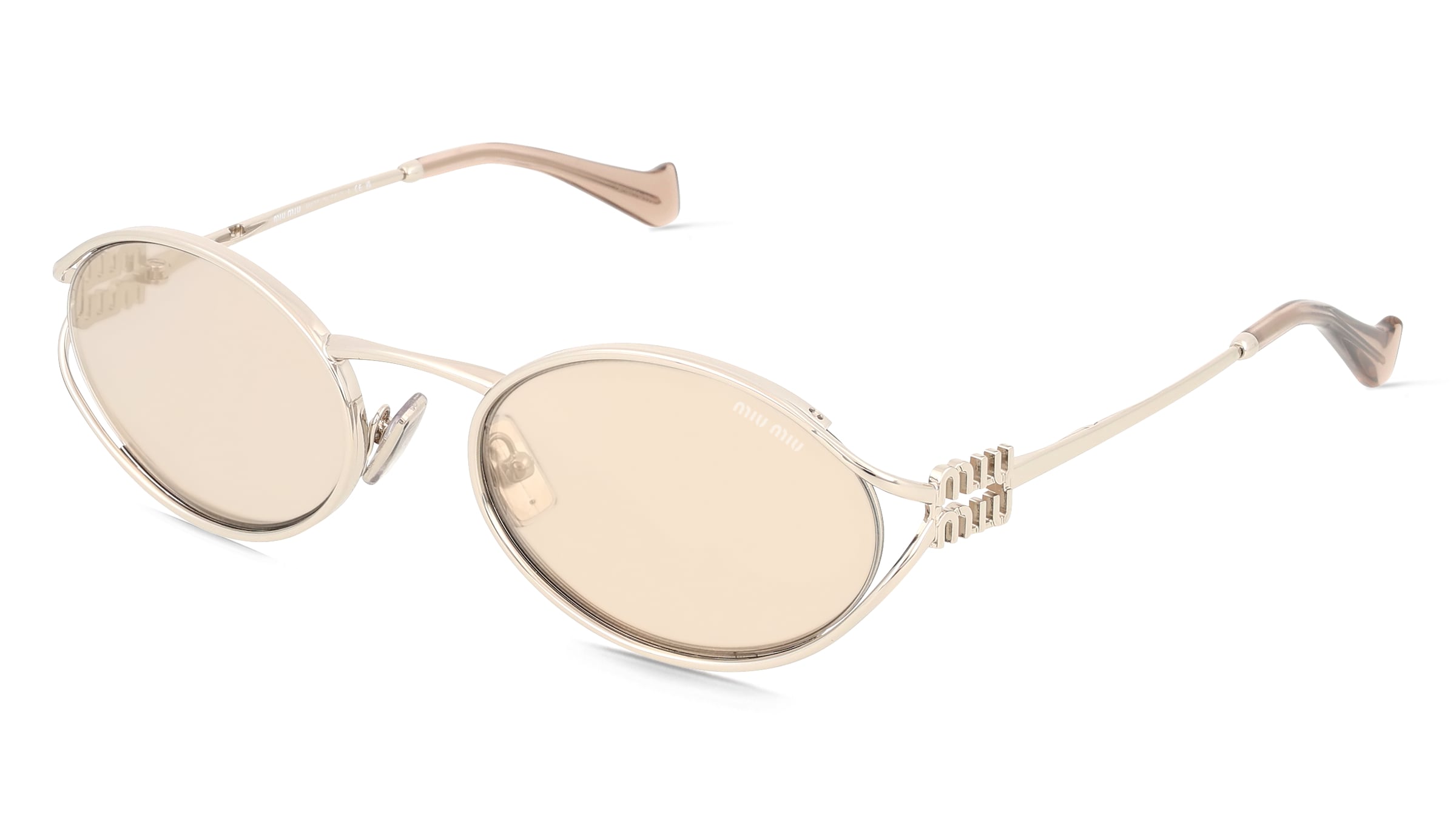 Miu Miu MU 52YS Damen-Sonnenbrille Vollrand Oval Metall-Gestell, Silber