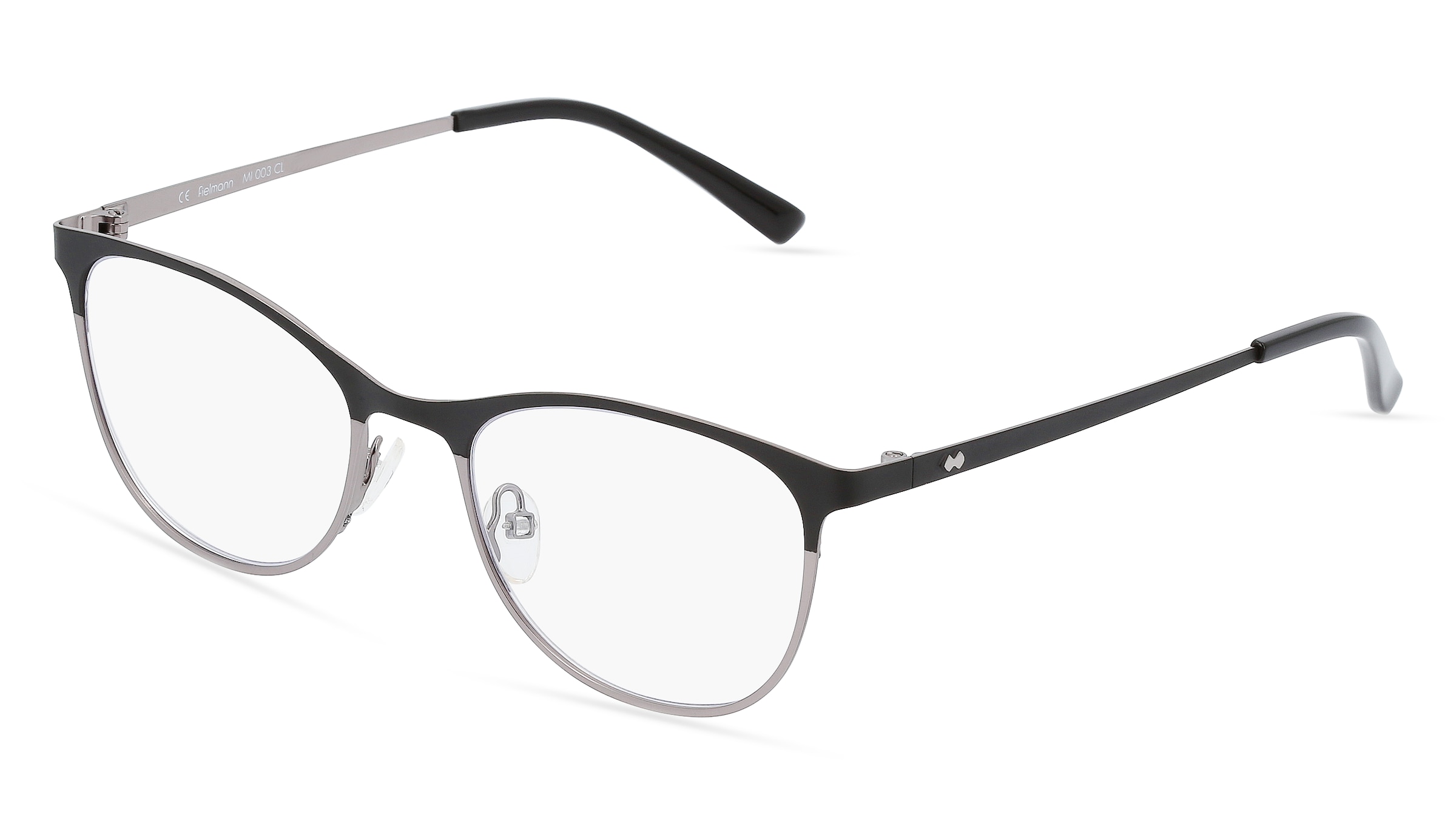 Fielmann MI 003 CL Damen-Brille inkl. Gläser Halbrand Butterfly Edelstahl-Gestell 50/19/135, Schwarz