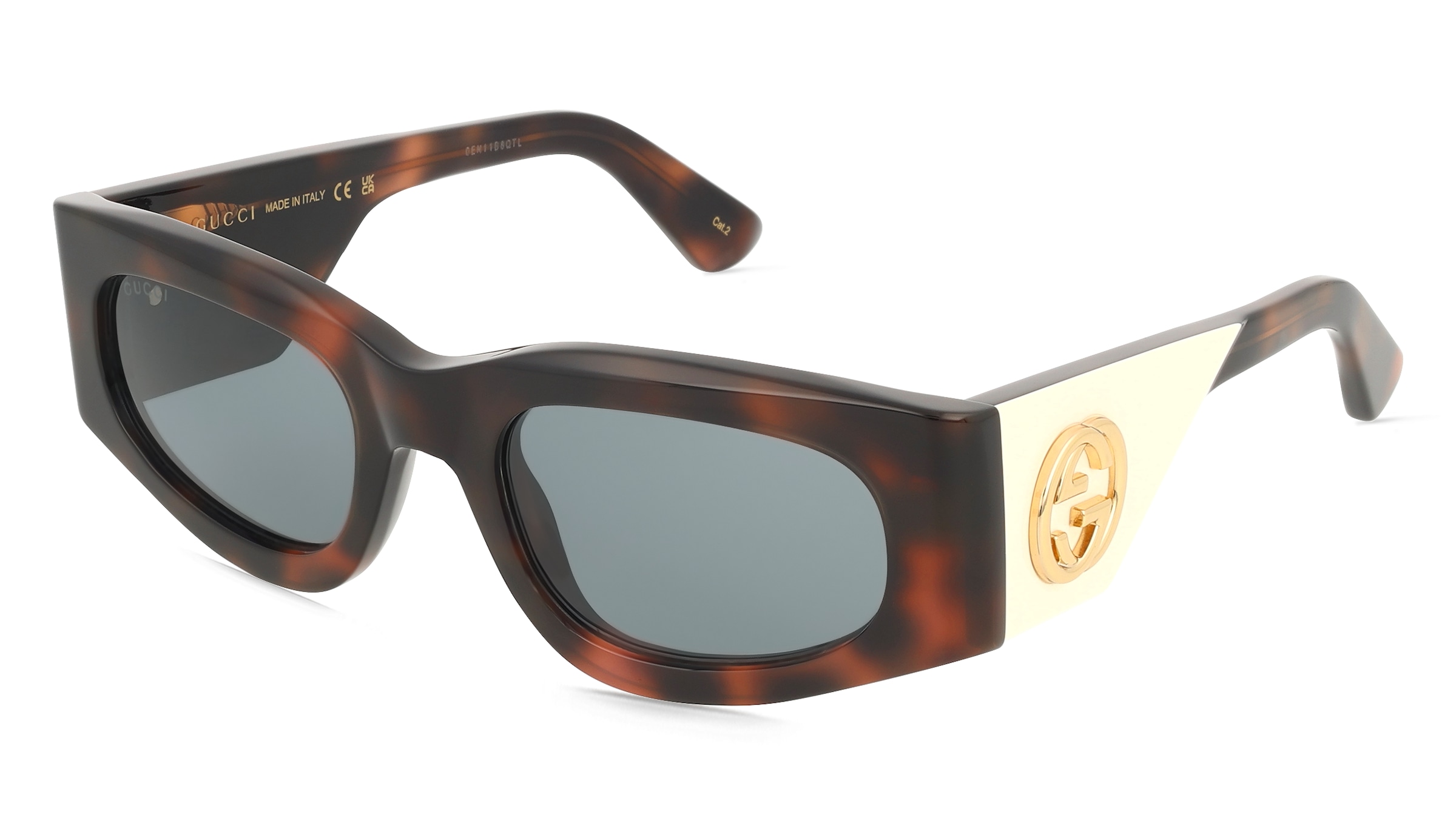 Gucci GG1664S Damen-Sonnenbrille Vollrand Eckig Acetat-Gestell, Havanna