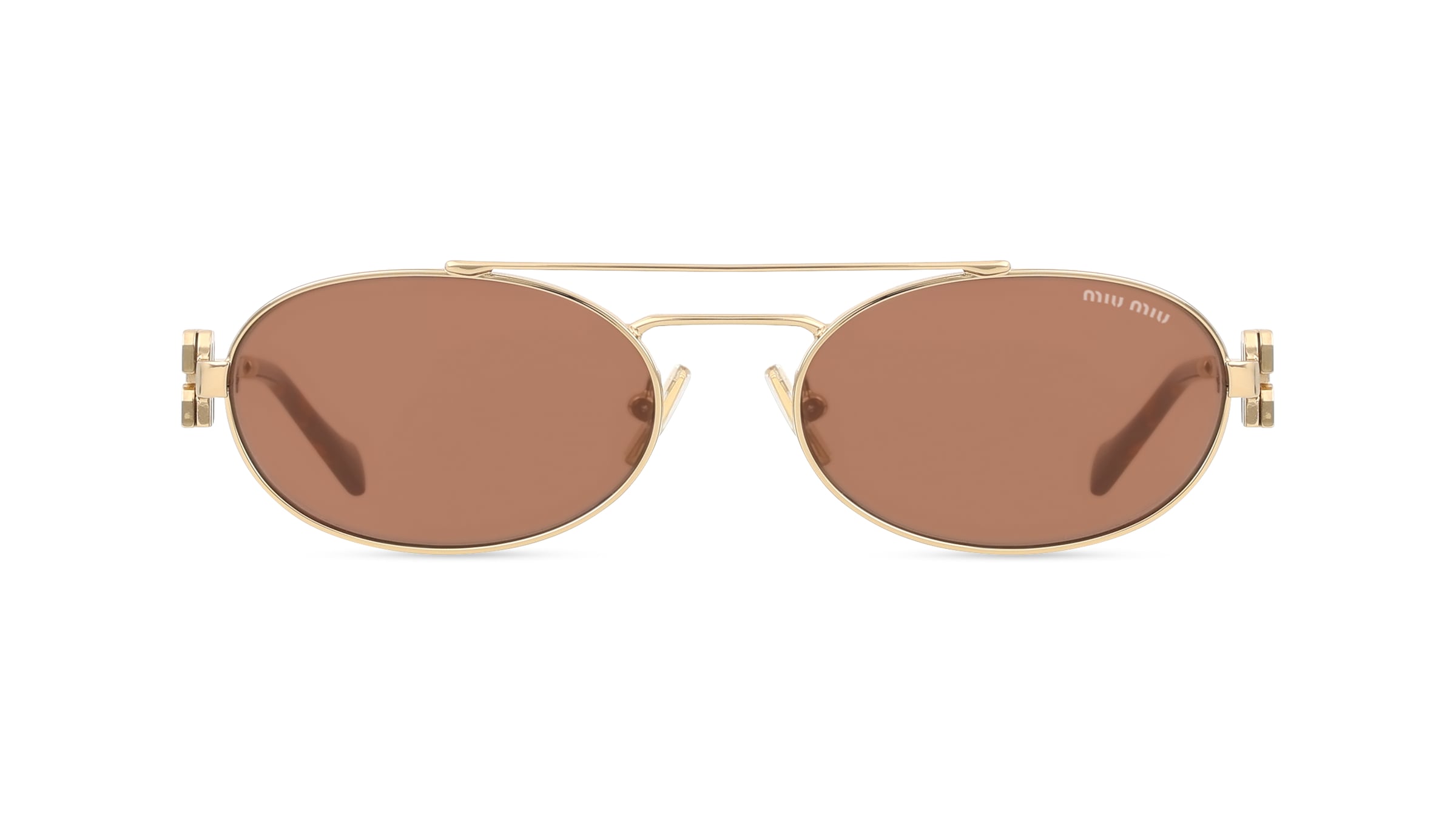 Miu Miu MU 54ZS Damen-Sonnenbrille Vollrand Oval Metall-Gestell, gold