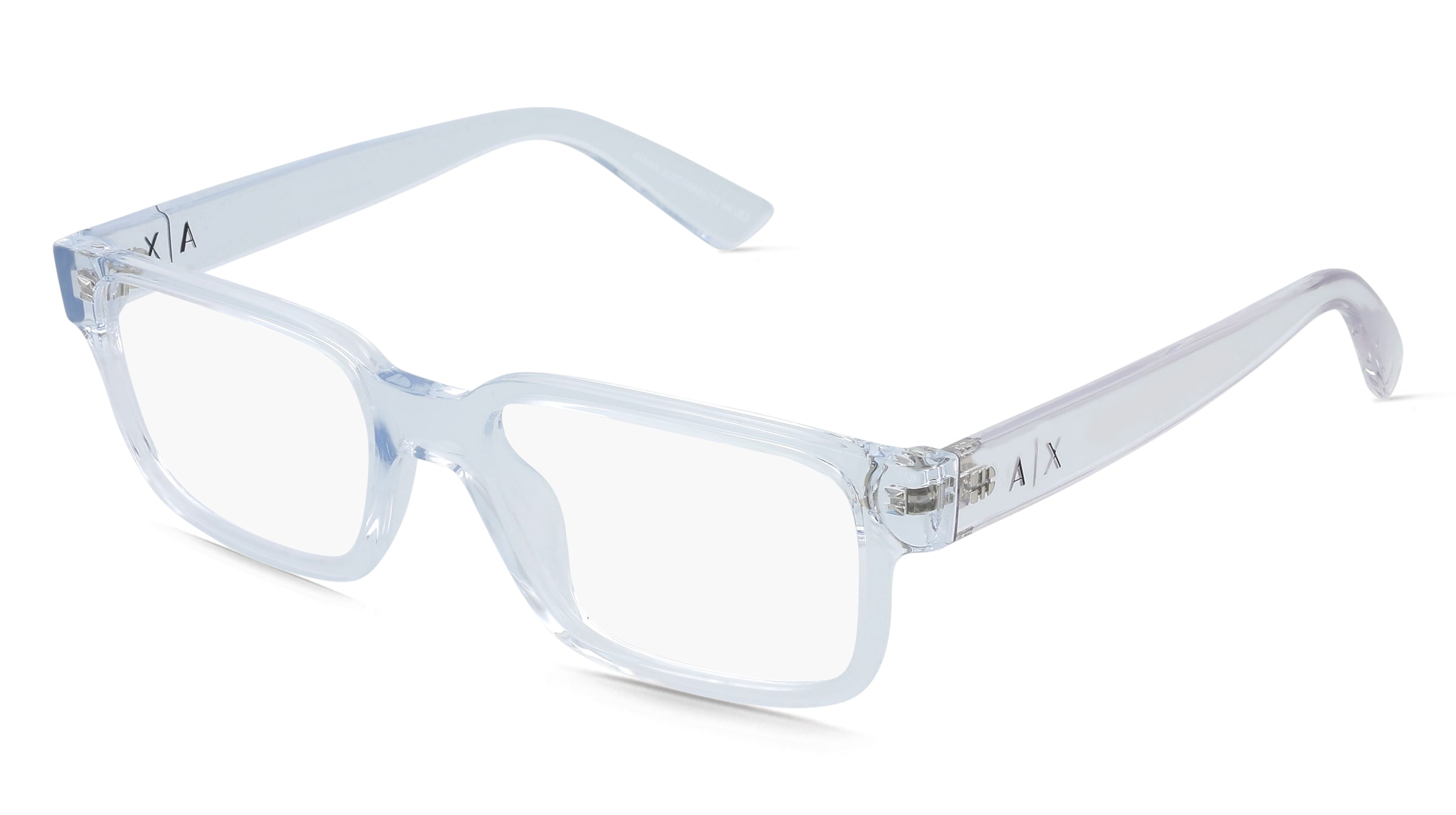 Emporio Armani 0AX3130U Herren-Brille inkl. Gläser Vollrand Quadratisch Kunststoff-Gestell 53/18/145, Transparent