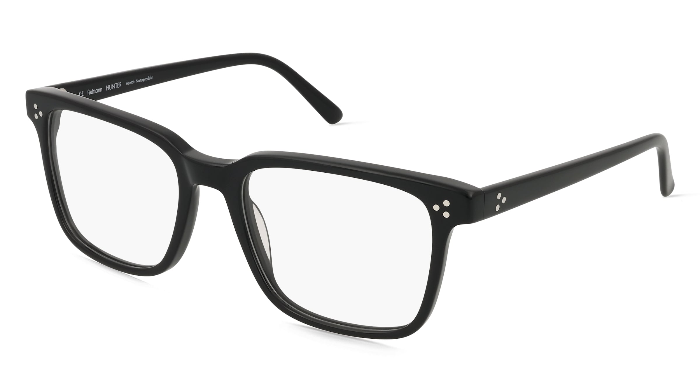 Fielmann Q 075 CL HUNTER Herren-Brille inkl. Gläser Vollrand Quadratisch Acetat-Gestell 55/19/145, Schwarz