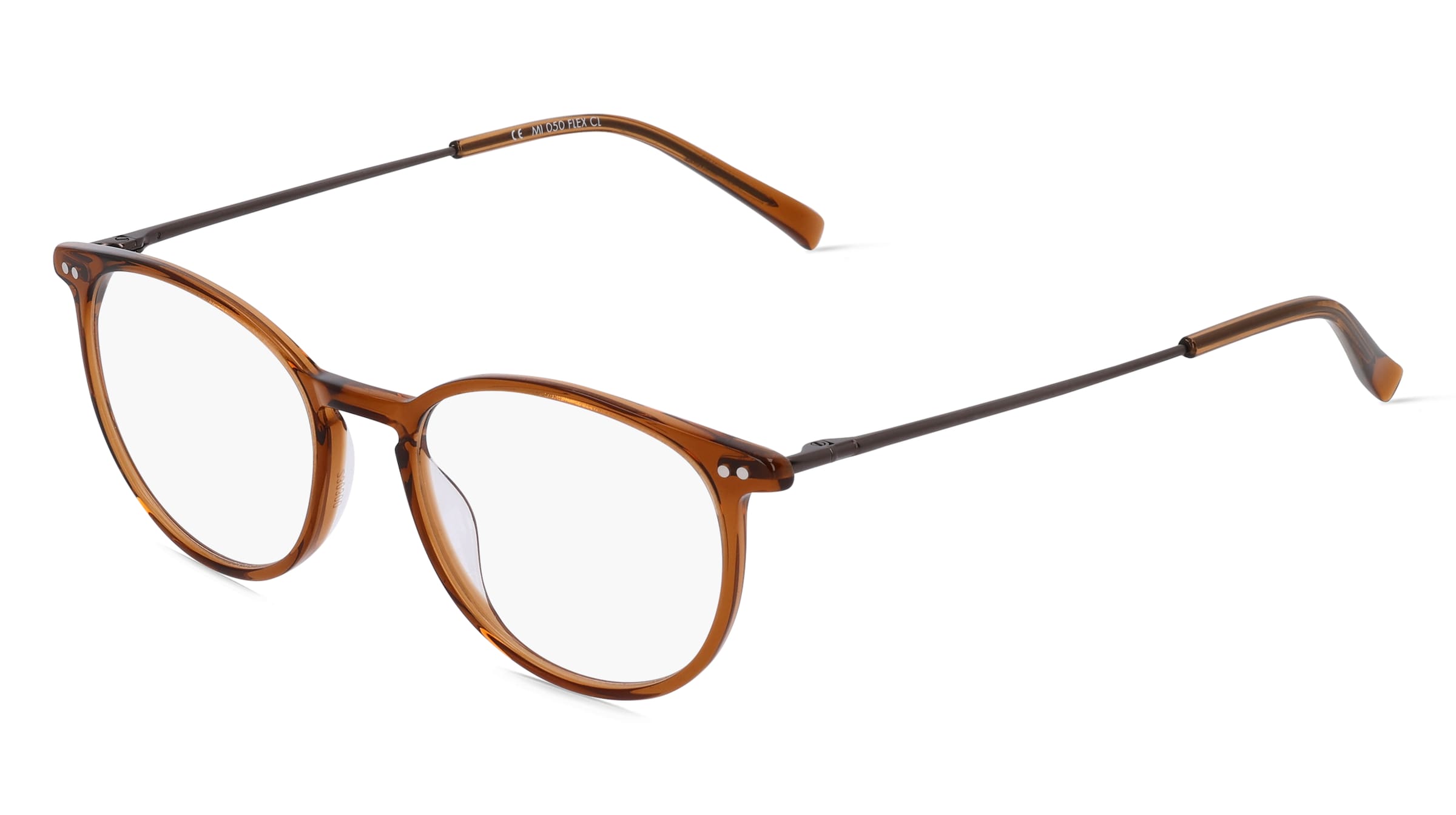 Fielmann MI 050 FLEX CL Unisex-Brille inkl. Gläser Vollrand Panto Acetat-Gestell 47/17/140, Braun