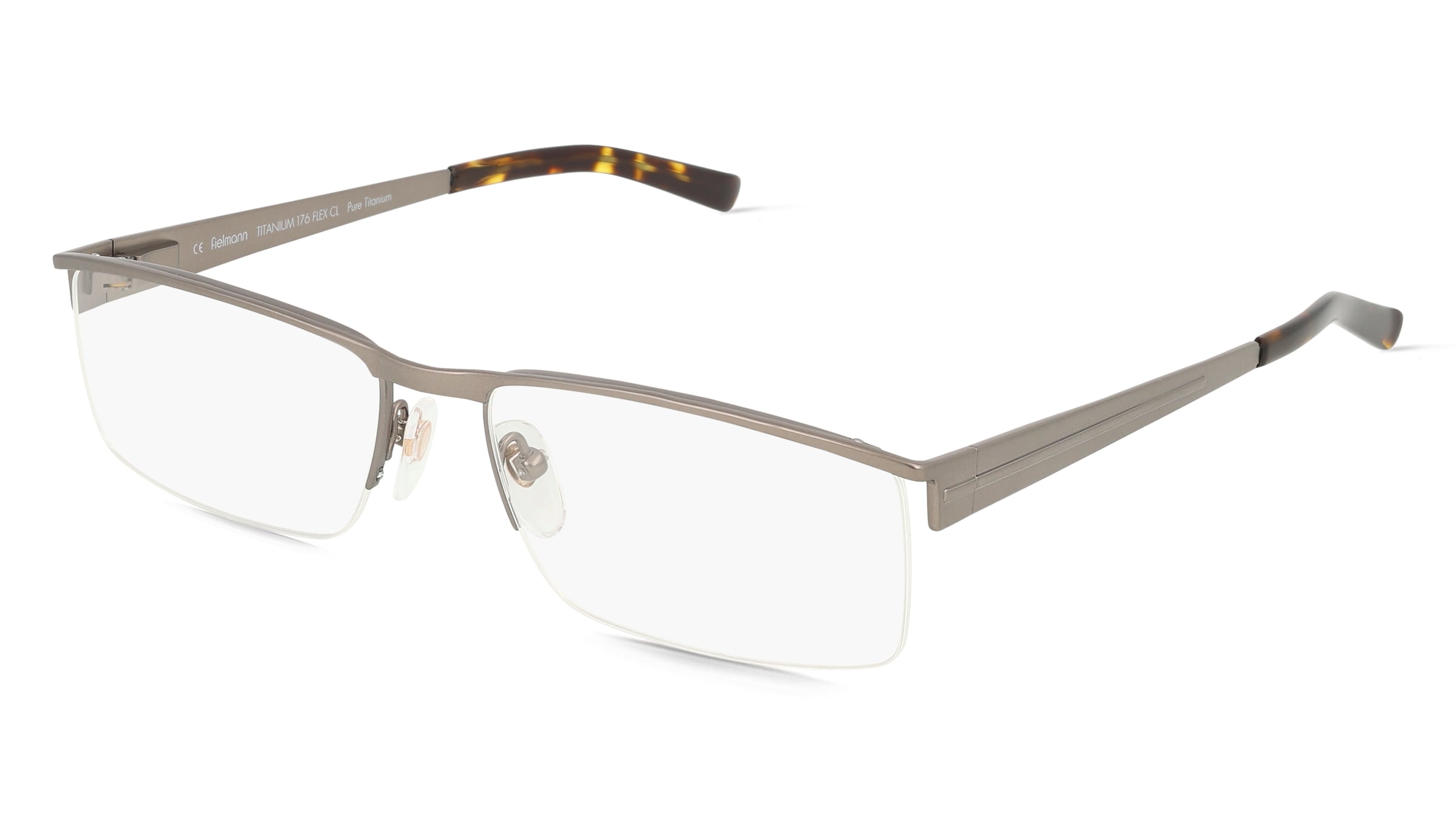 Fielmann TITANIUM 176 FLEX CL Herren-Brille inkl. Gläser Nylor Eckig Titan-Gestell 56mm/17mm/135mm, grau