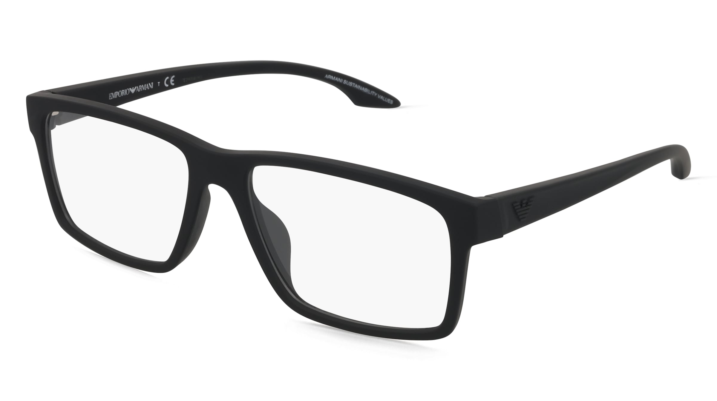 Emporio Armani EA3210U Herren-Brille inkl. Gläser Vollrand Quadratisch Kunststoff-Gestell 55/16/145, Schwarz
