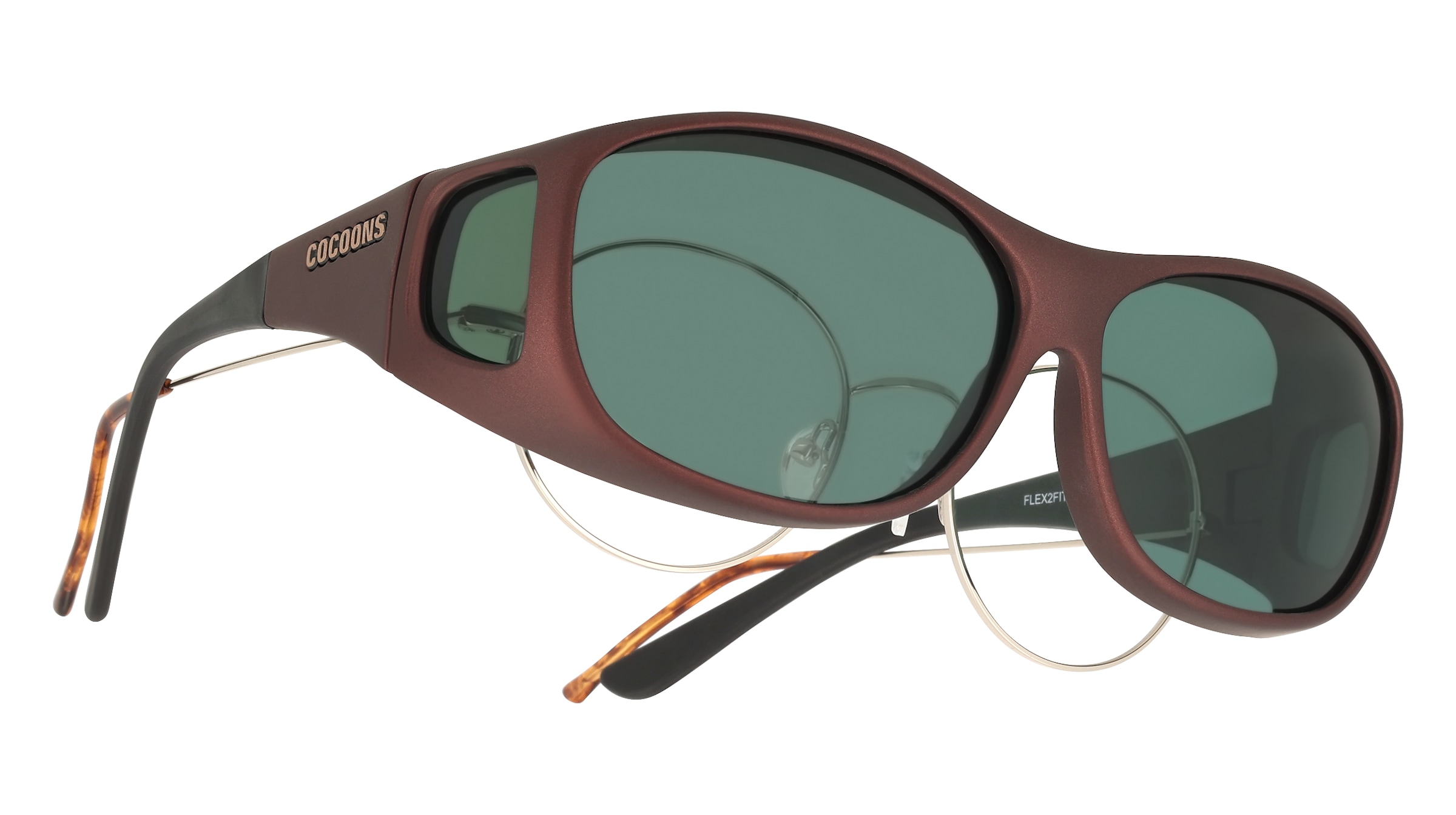 Cocoons Fitover M Unisex-Sonnenbrille Vollrand Eckig Kunststoff-Gestell, rot