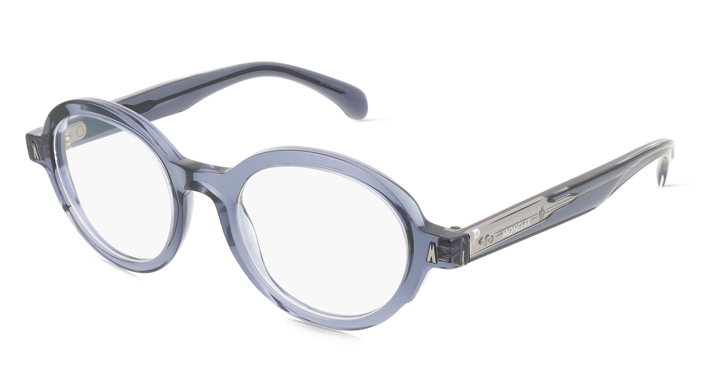 Moncler ME2005 Unisex-Brille inkl. Gläser Vollrand Rund Acetat-Gestell 49/21/145, Blau