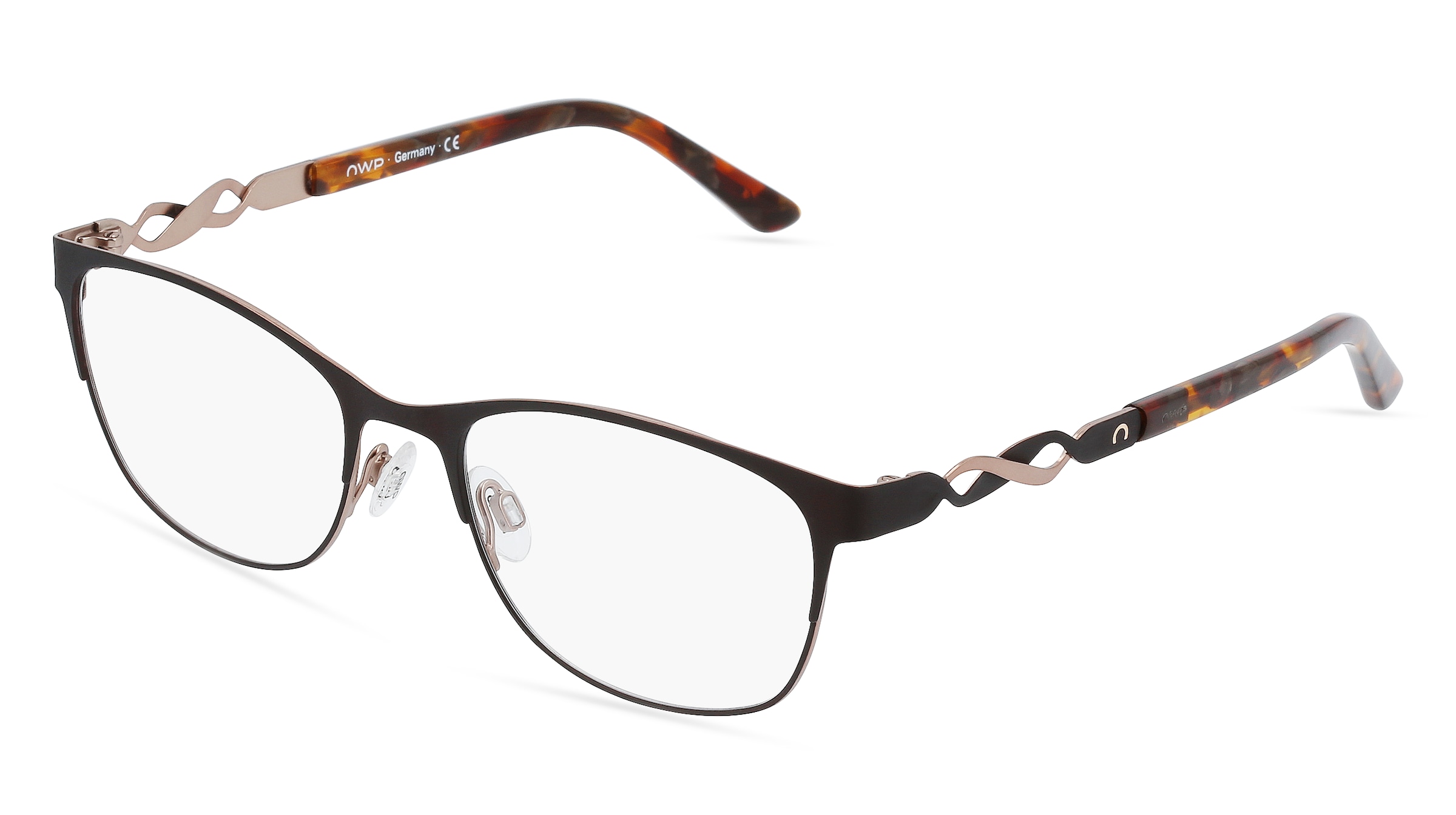OWP 1402 Unisex-Brille inkl. Gläser Vollrand Quadratisch Metall-Gestell 53/18/140, Braun