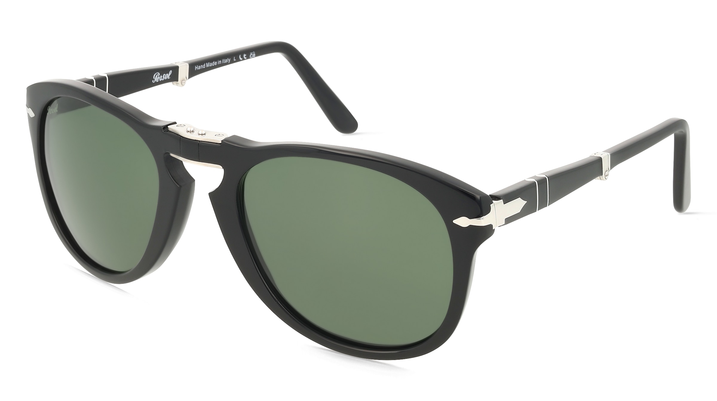 Persol 0PO0714 FOLDING Herren-Sonnenbrille Vollrand Pilot Acetat-Gestell, Schwarz