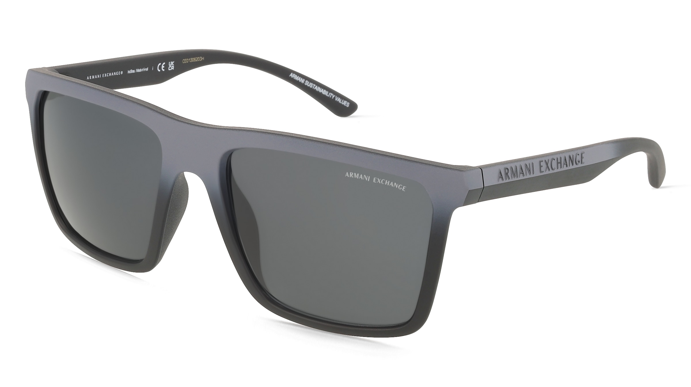 Emporio Armani 0AX4162SU Herren-Sonnenbrille Vollrand Quadratisch Kunststoff-Gestell, Grau