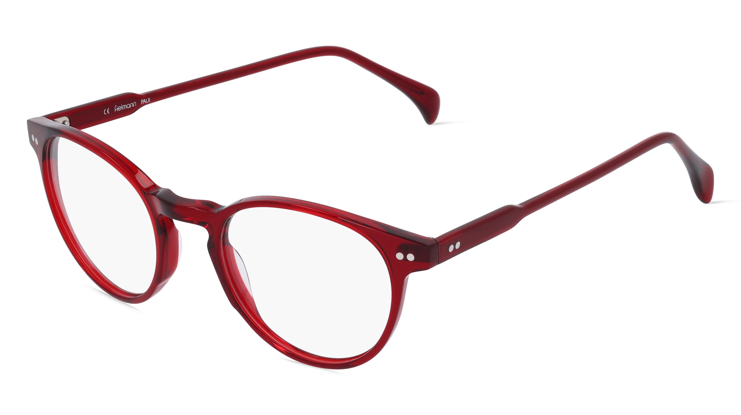 Fielmann MC 600 FA PAUL Unisex-Brille inkl. Gläser Vollrand Panto Acetat-Gestell 49/21/150, Rot