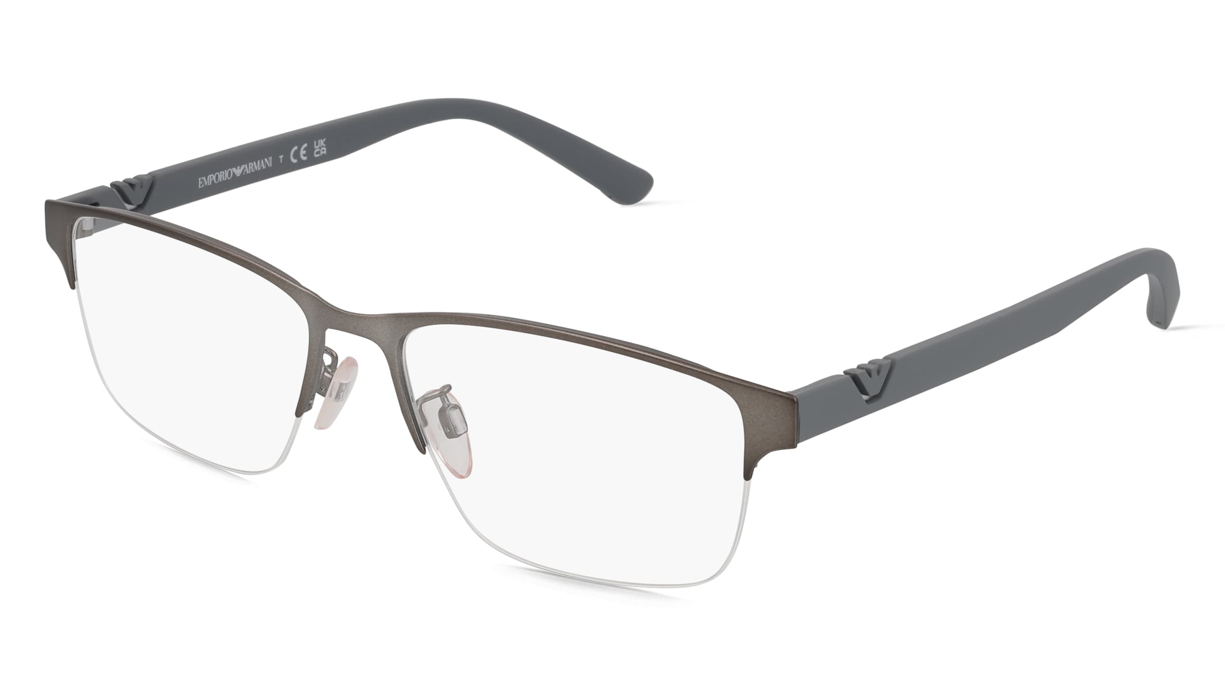 Emporio Armani EA1138 Herren-Brille inkl. Gläser Halbrand Quadratisch Metall-Gestell 56/17/145, Silber