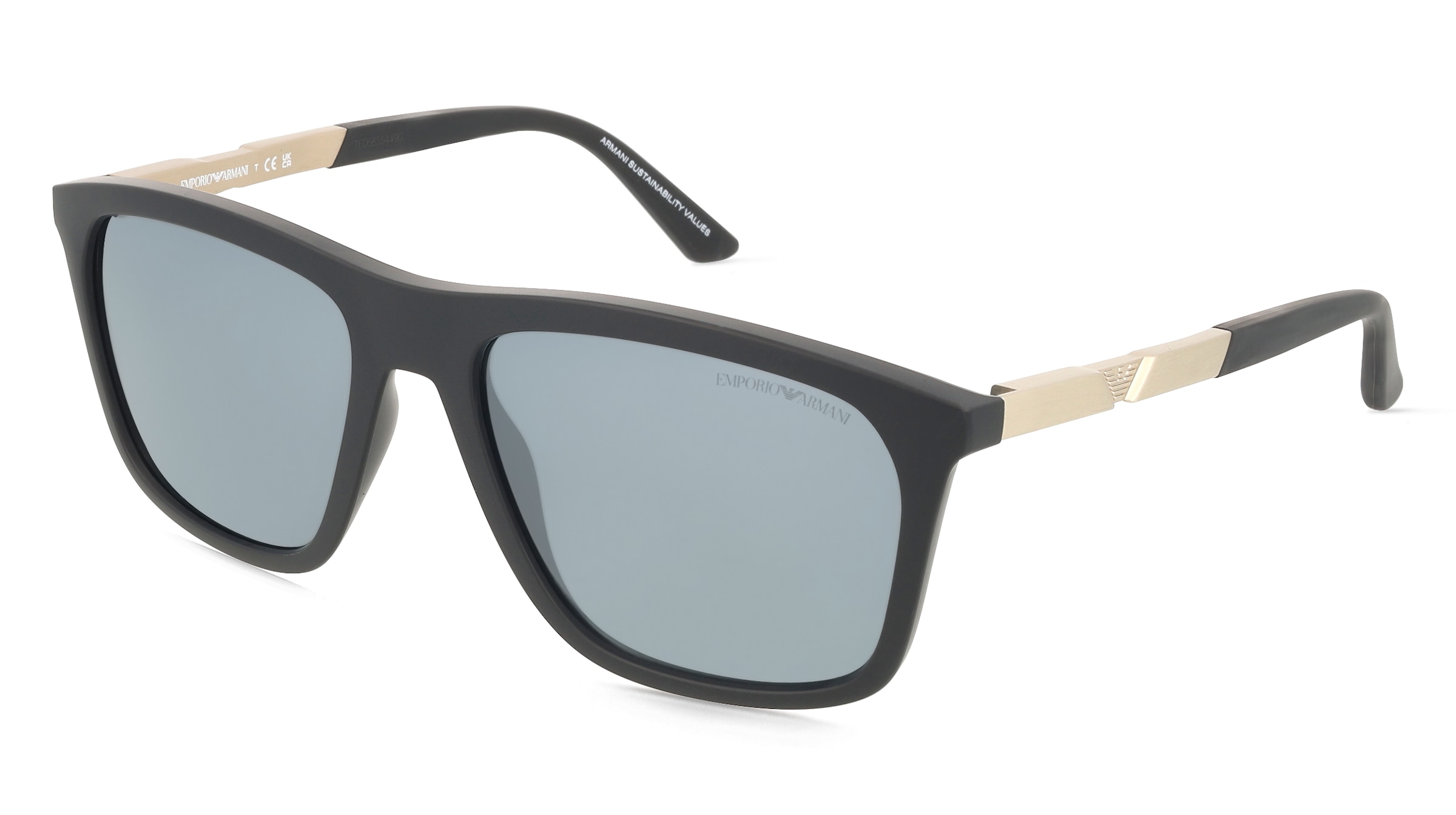 Emporio Armani EA4237 Herren-Sonnenbrille Vollrand Quadratisch Kunststoff-Gestell, Schwarz